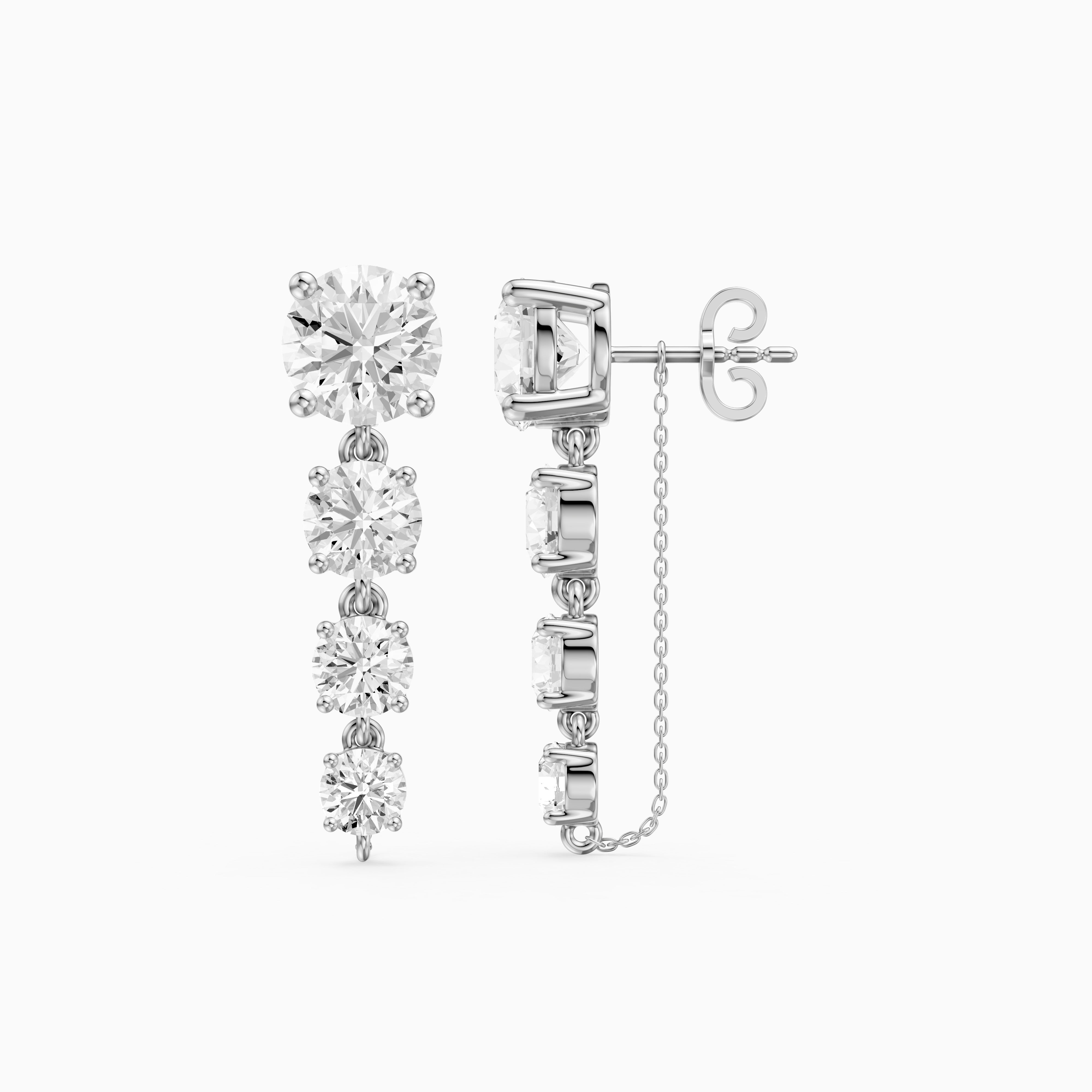 Lauryn Graduated Round Lab Grown Diamond Linear Earrings