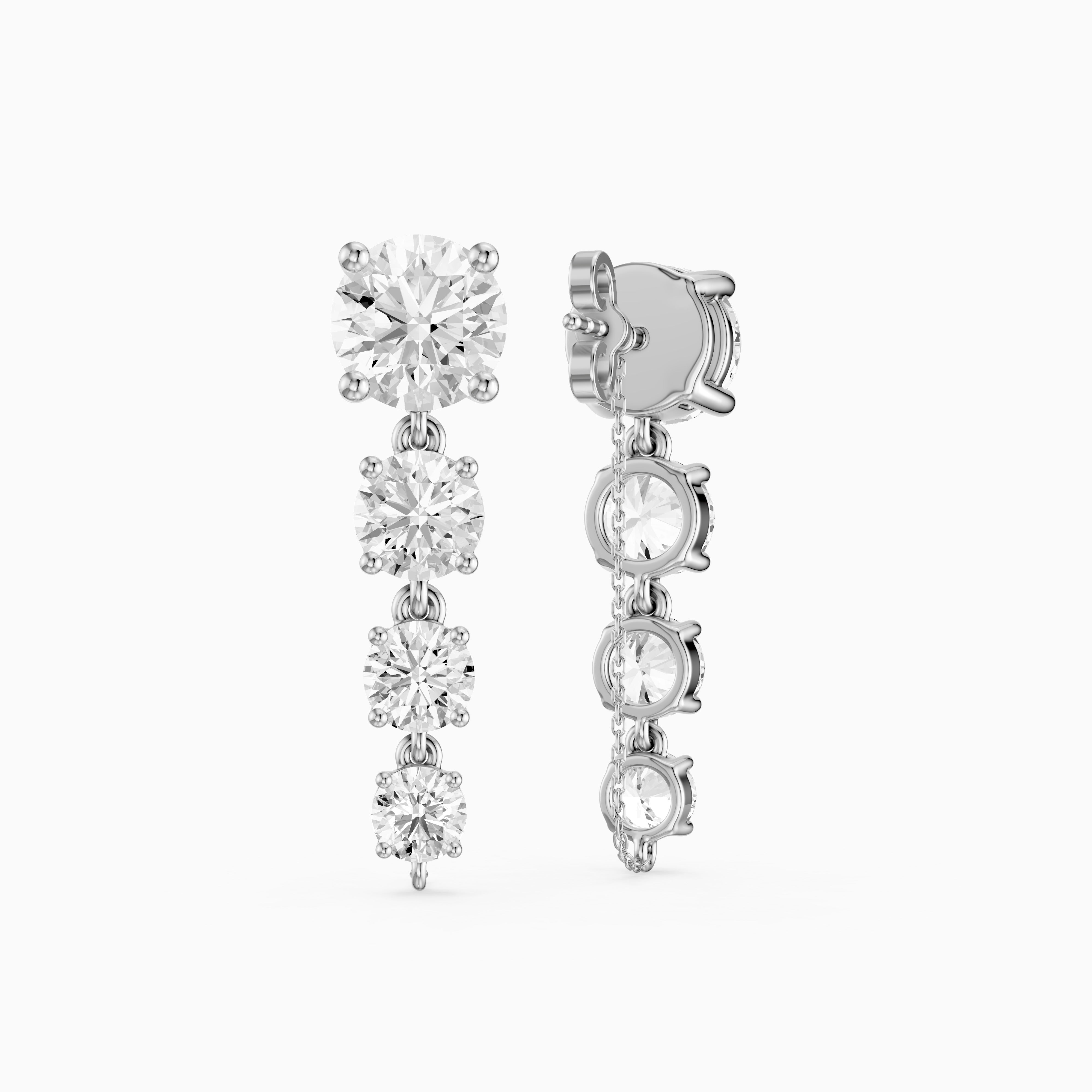 Lauryn Graduated Round Lab Grown Diamond Linear Earrings