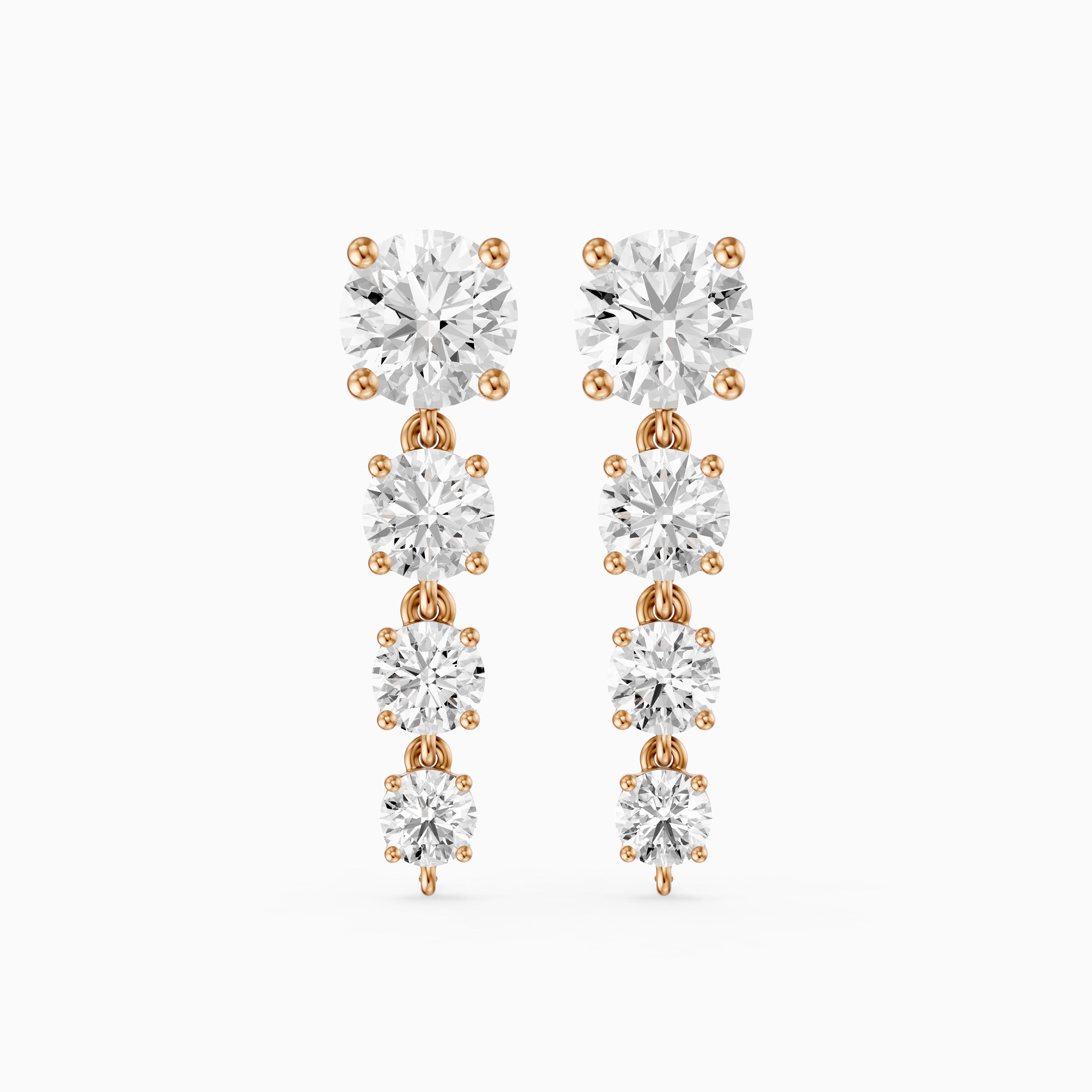 Lauryn Graduated Round Lab Grown Diamond Linear Earrings