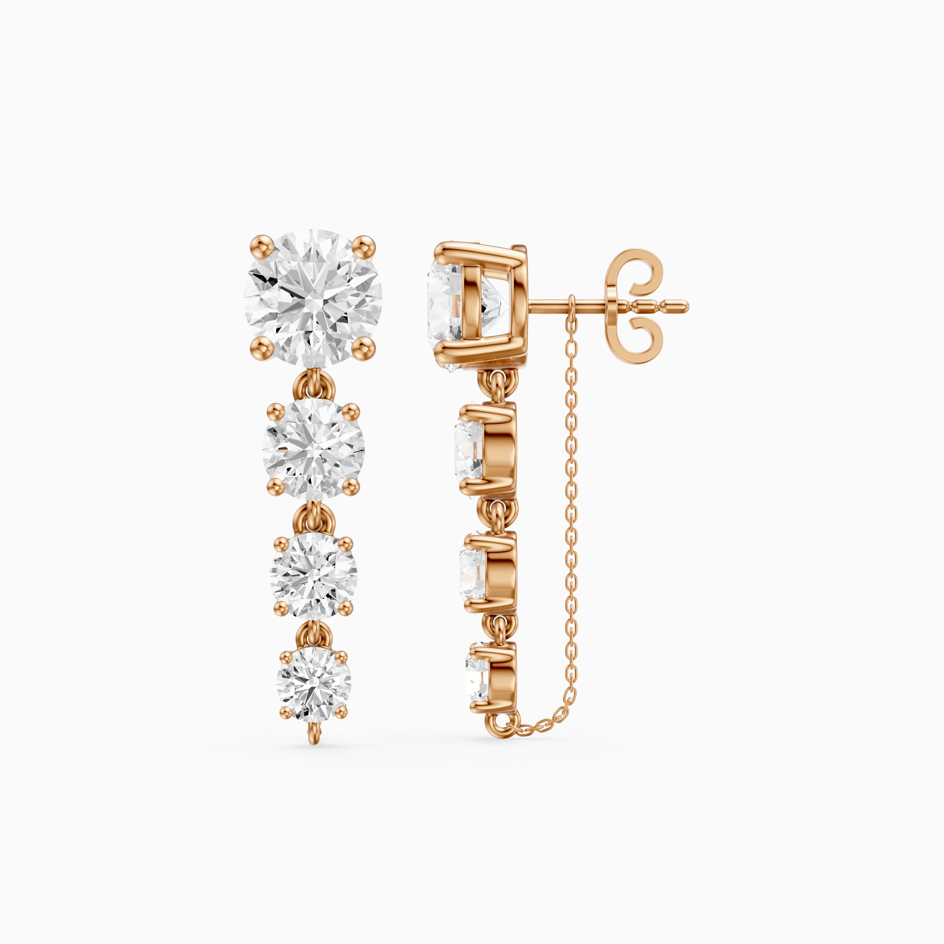 Lauryn Graduated Round Lab Grown Diamond Linear Earrings