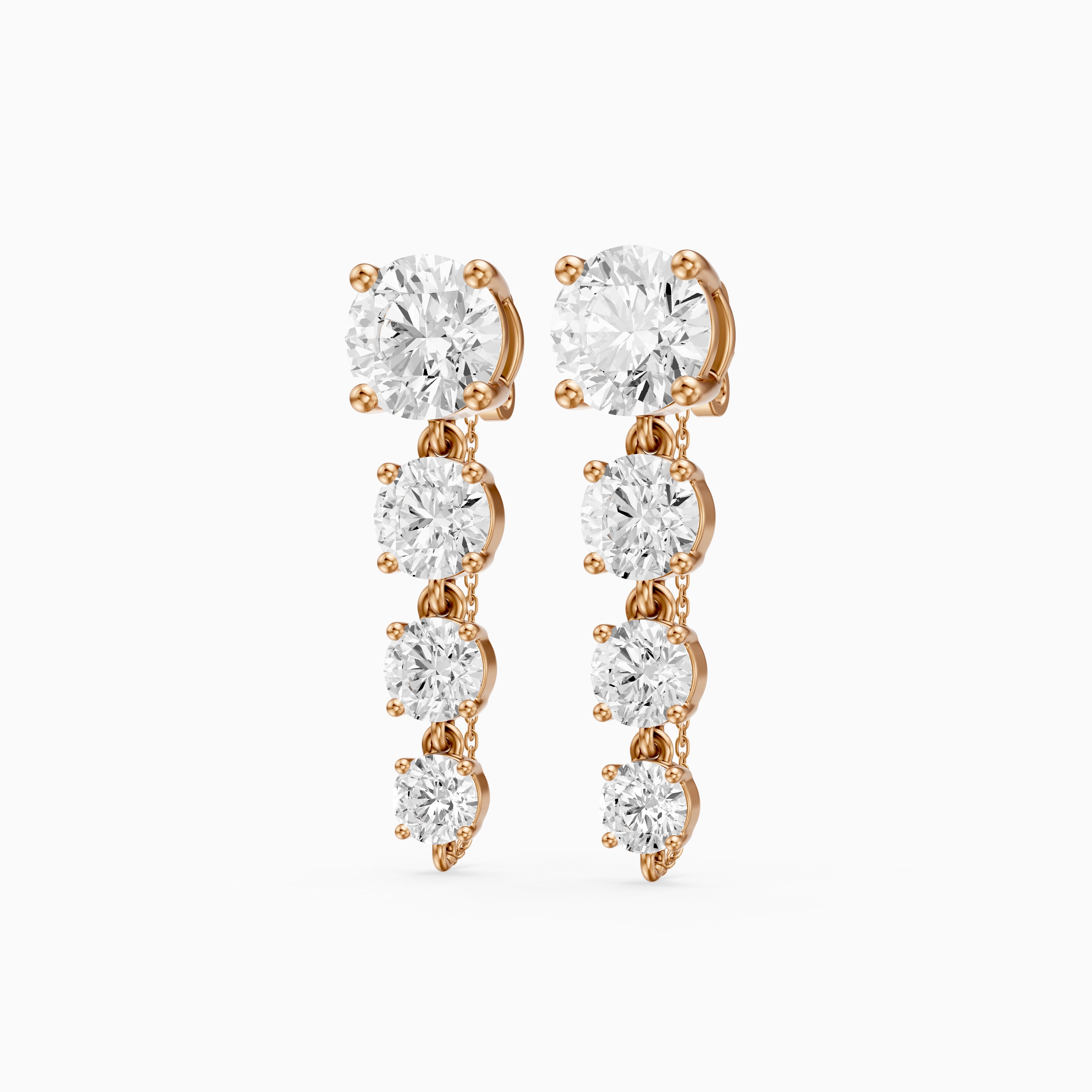 Lauryn Graduated Round Lab Grown Diamond Linear Earrings