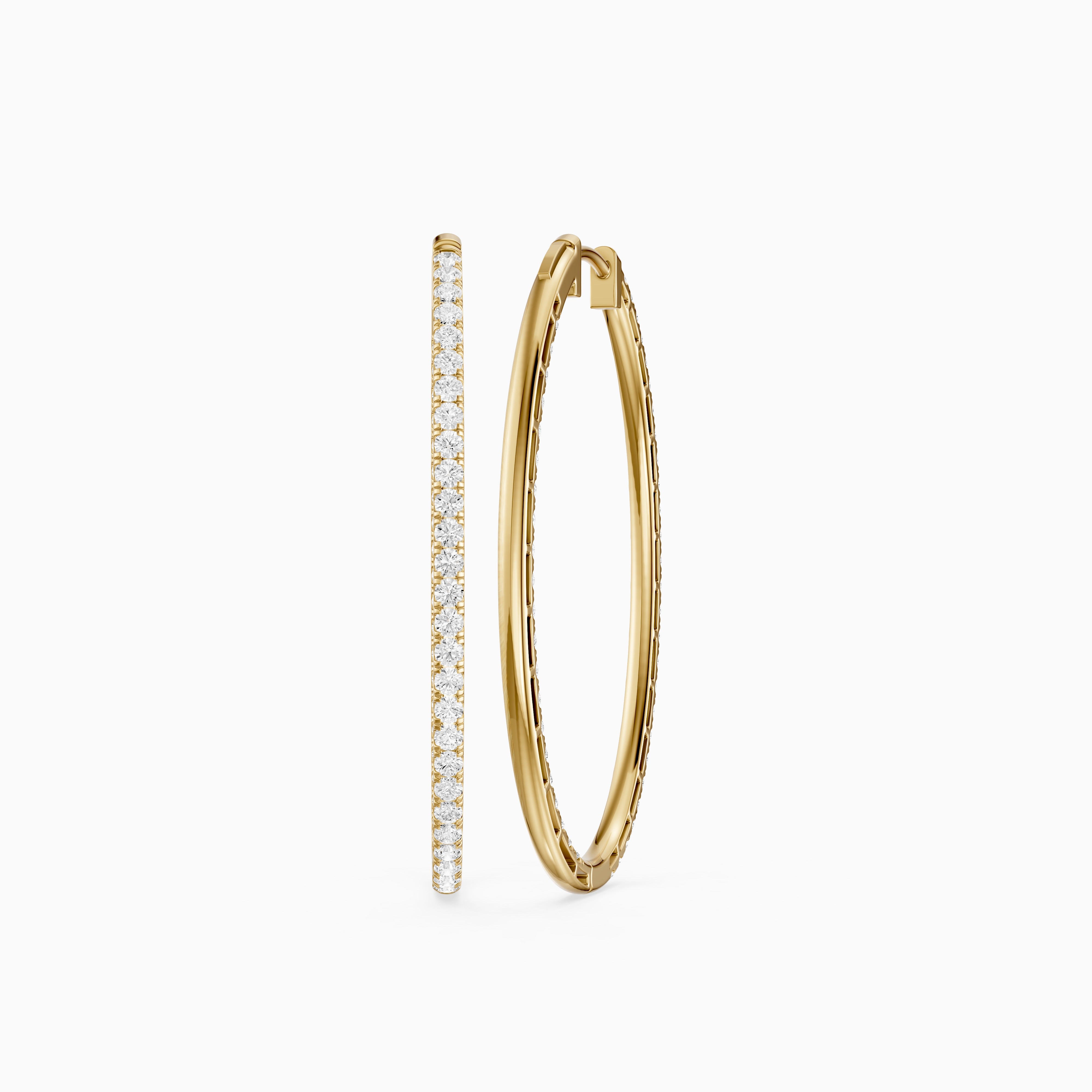 Leticia Round Lab Grown Diamond Skinny Inside Out Hoop Earrings