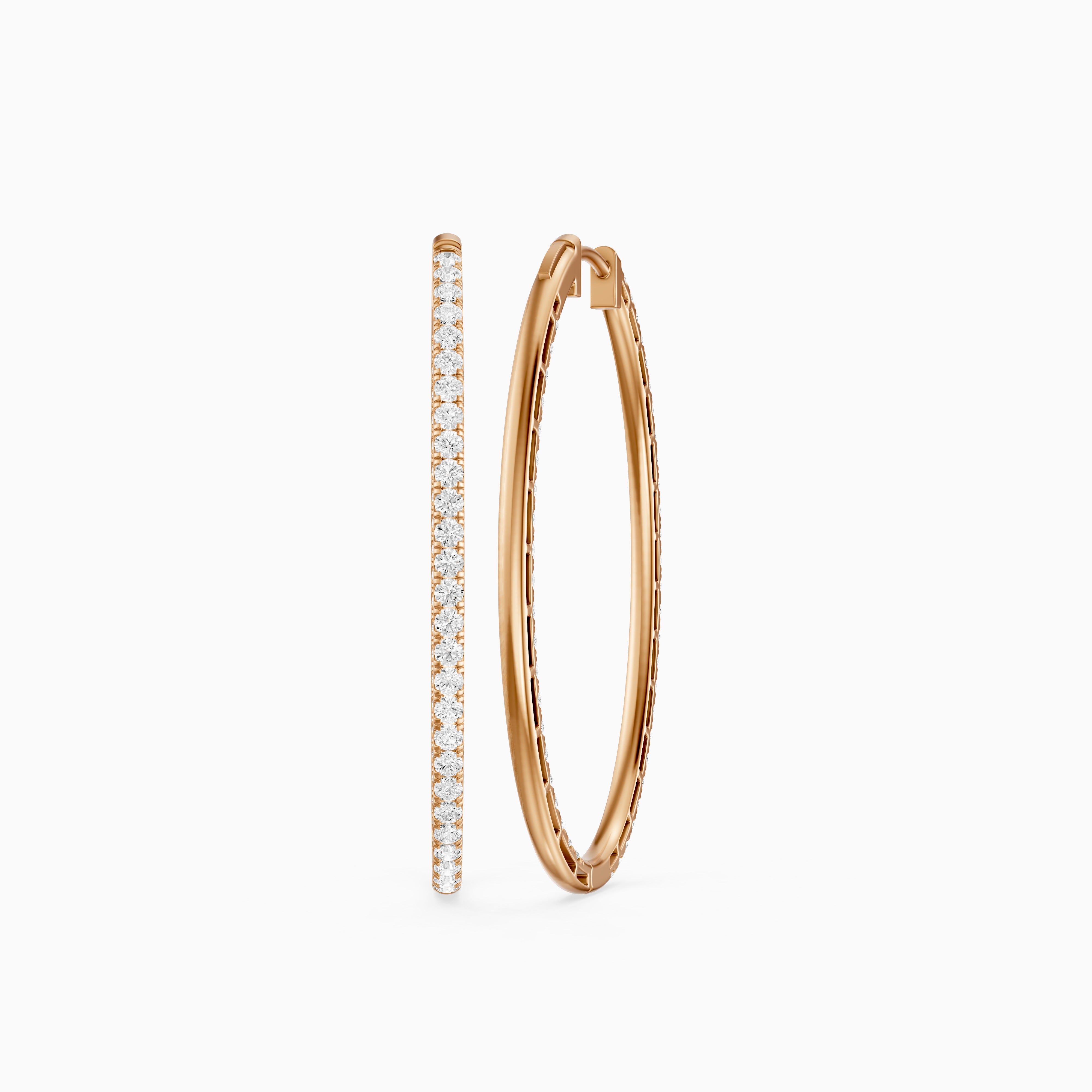 Leticia Round Lab Grown Diamond Skinny Inside Out Hoop Earrings