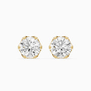Annora Round Cut Lab Grown Diamond Six Prong Basket Stud Earrings