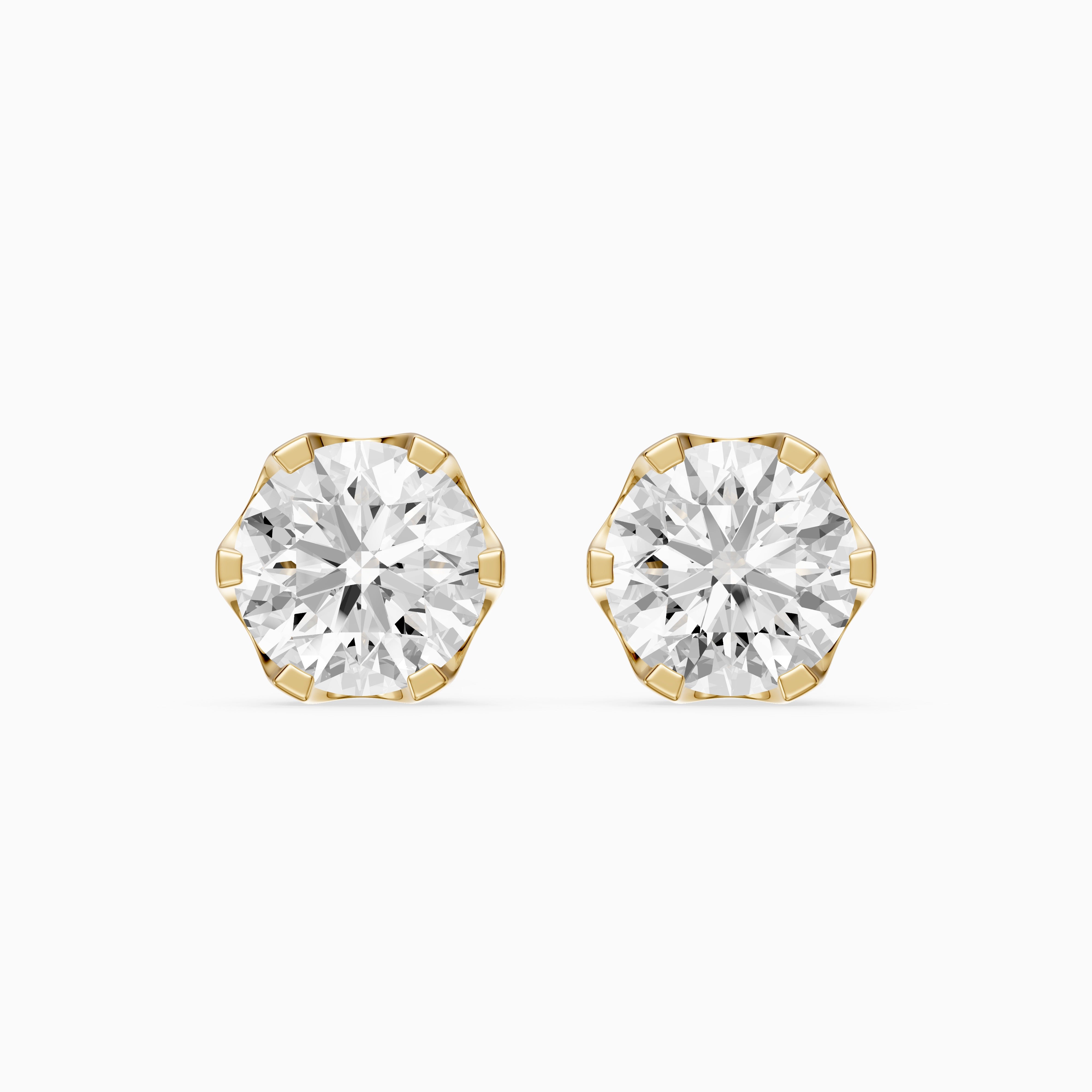 Annora Round Cut Lab Grown Diamond Six Prong Basket Stud Earrings