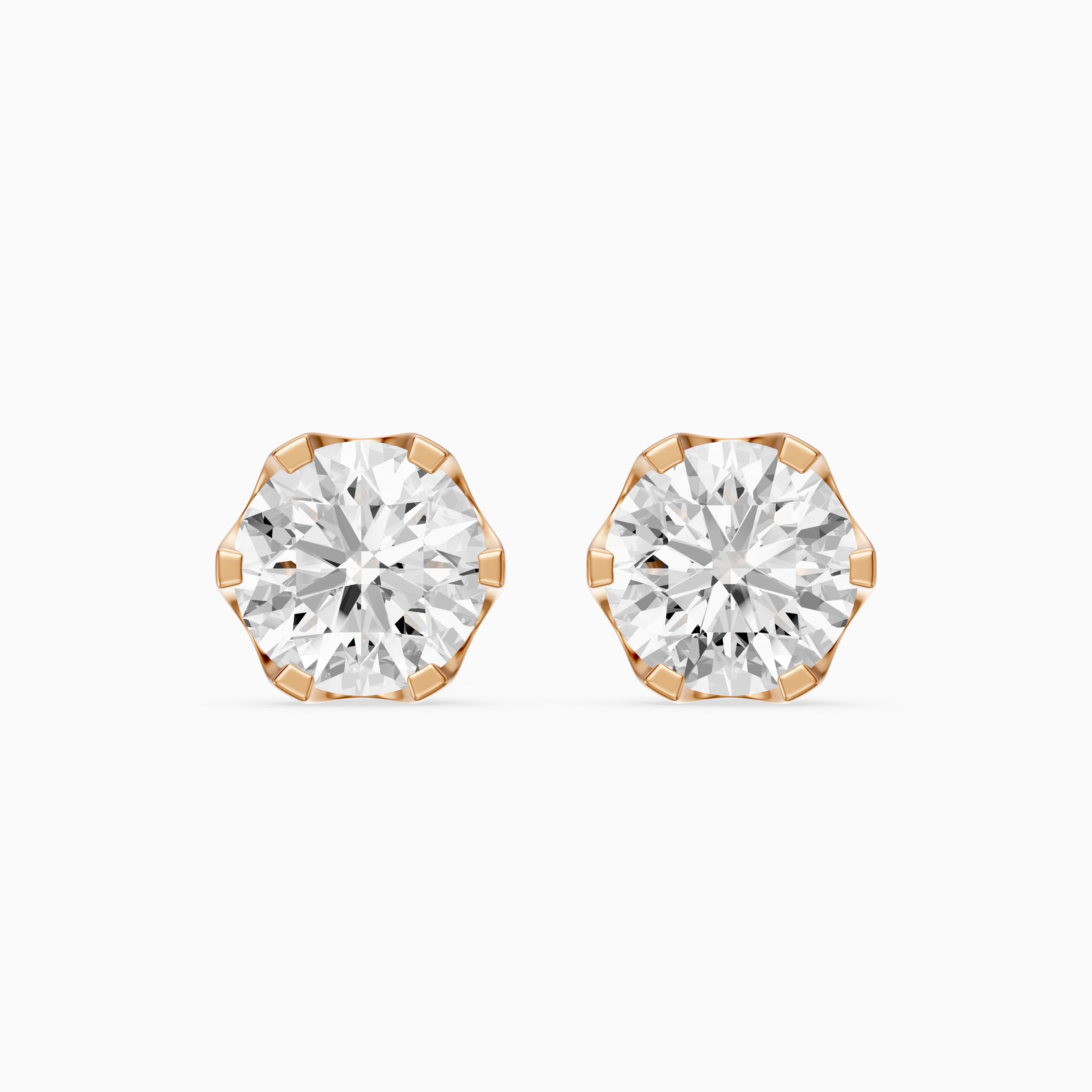 Annora Round Cut Lab Grown Diamond Six Prong Basket Stud Earrings
