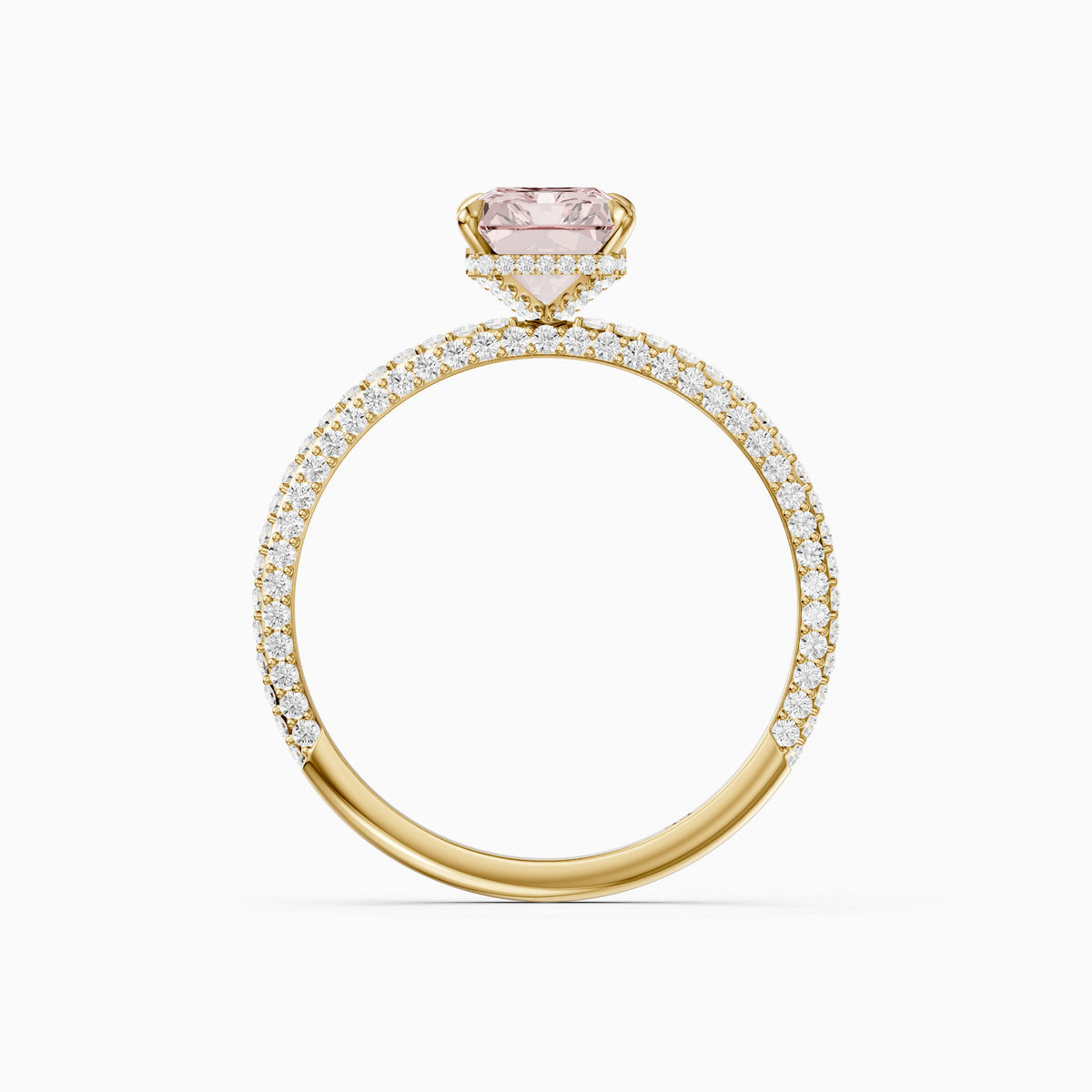 Haisley Radiant Cut Hidden Halo Pink Lab Grown Diamond Ring with Pave Band