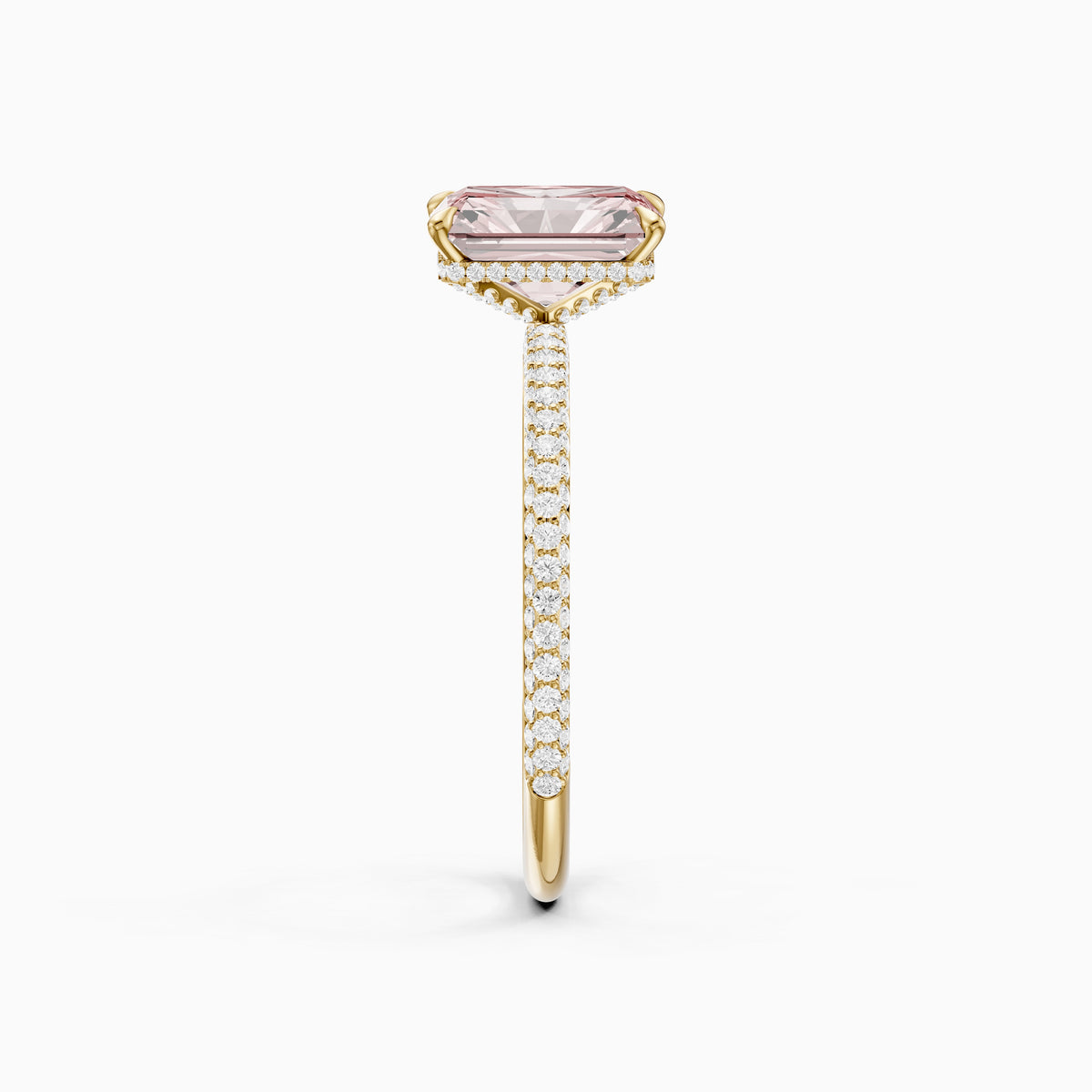 Haisley Radiant Cut Hidden Halo Pink Lab Grown Diamond Ring with Pave Band