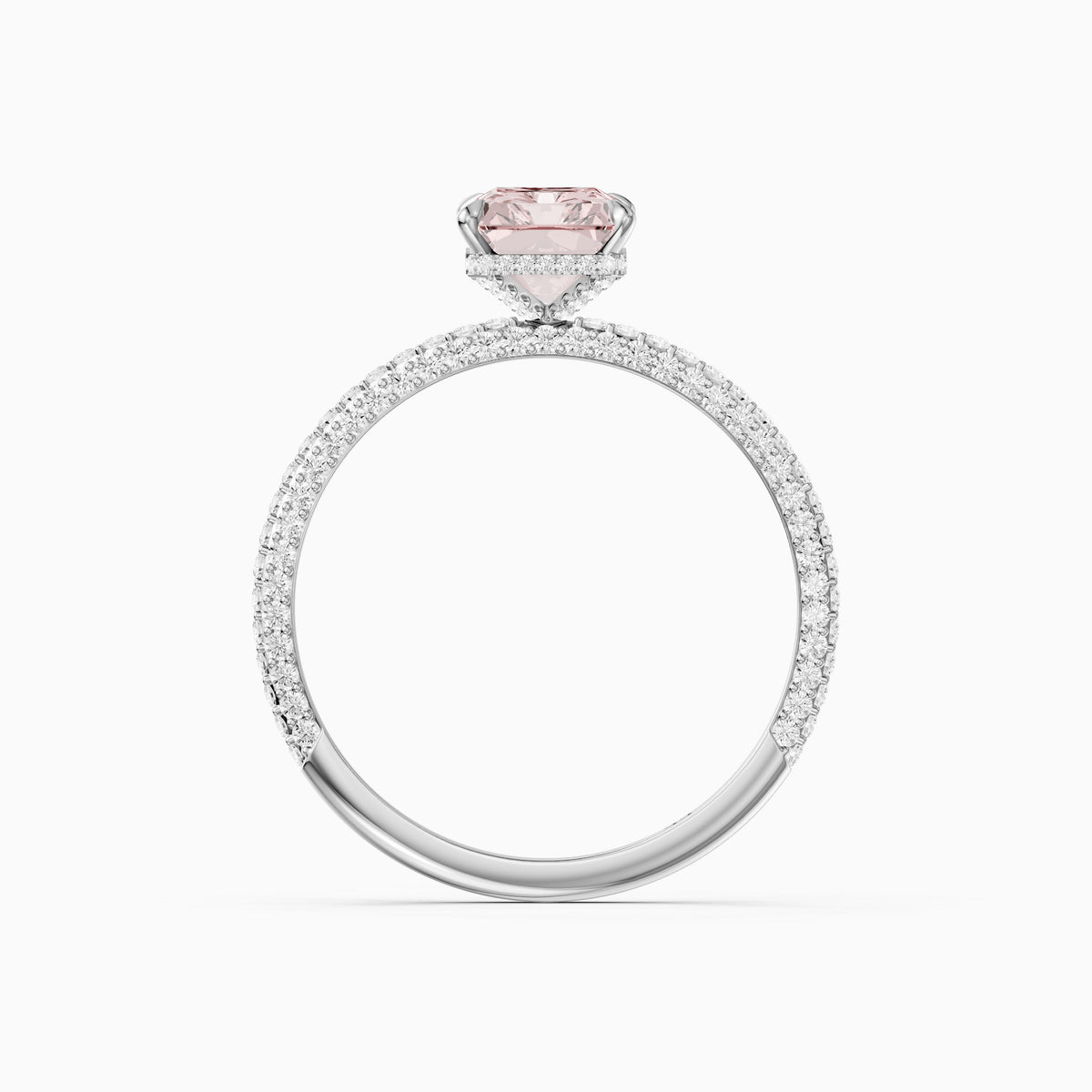 Haisley Radiant Cut Hidden Halo Pink Lab Grown Diamond Ring with Pave Band