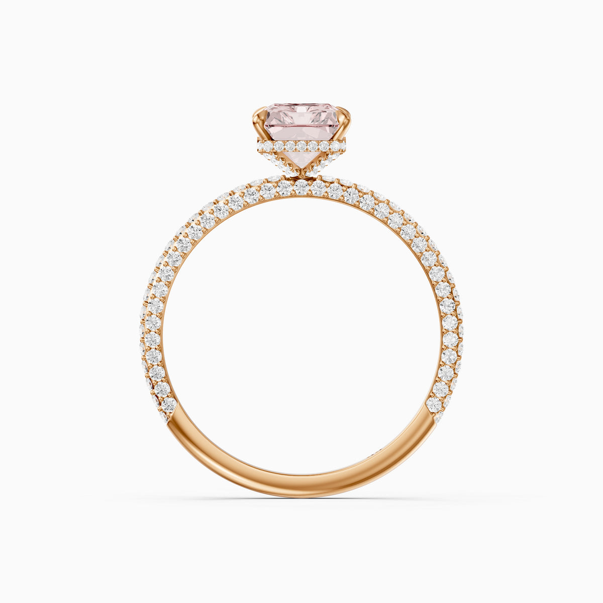 Haisley Radiant Cut Hidden Halo Pink Lab Grown Diamond Ring with Pave Band