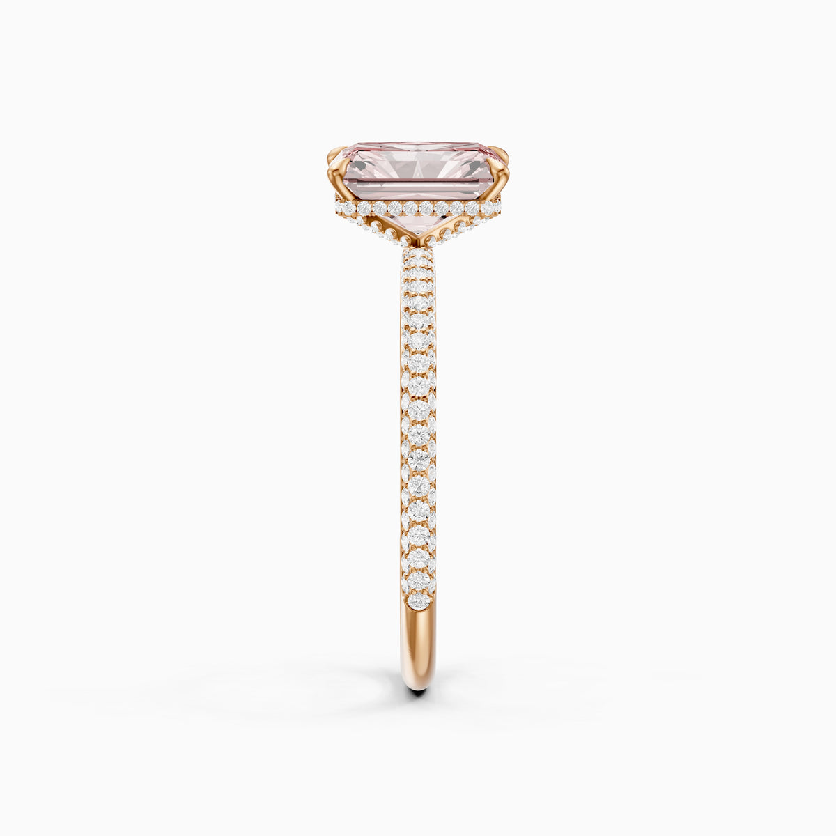 Haisley Radiant Cut Hidden Halo Pink Lab Grown Diamond Ring with Pave Band