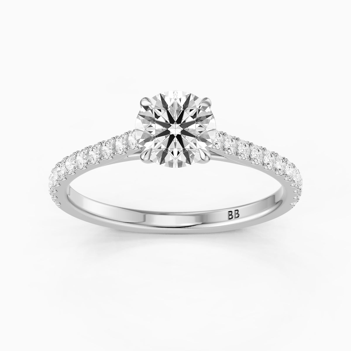 Hailee Round Cut Cathedral Style Pave Moissanite Diamond Ring