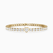 Juliette Heart Shape and Round Lab Grown Diamond Single Station Tennis Bracelet