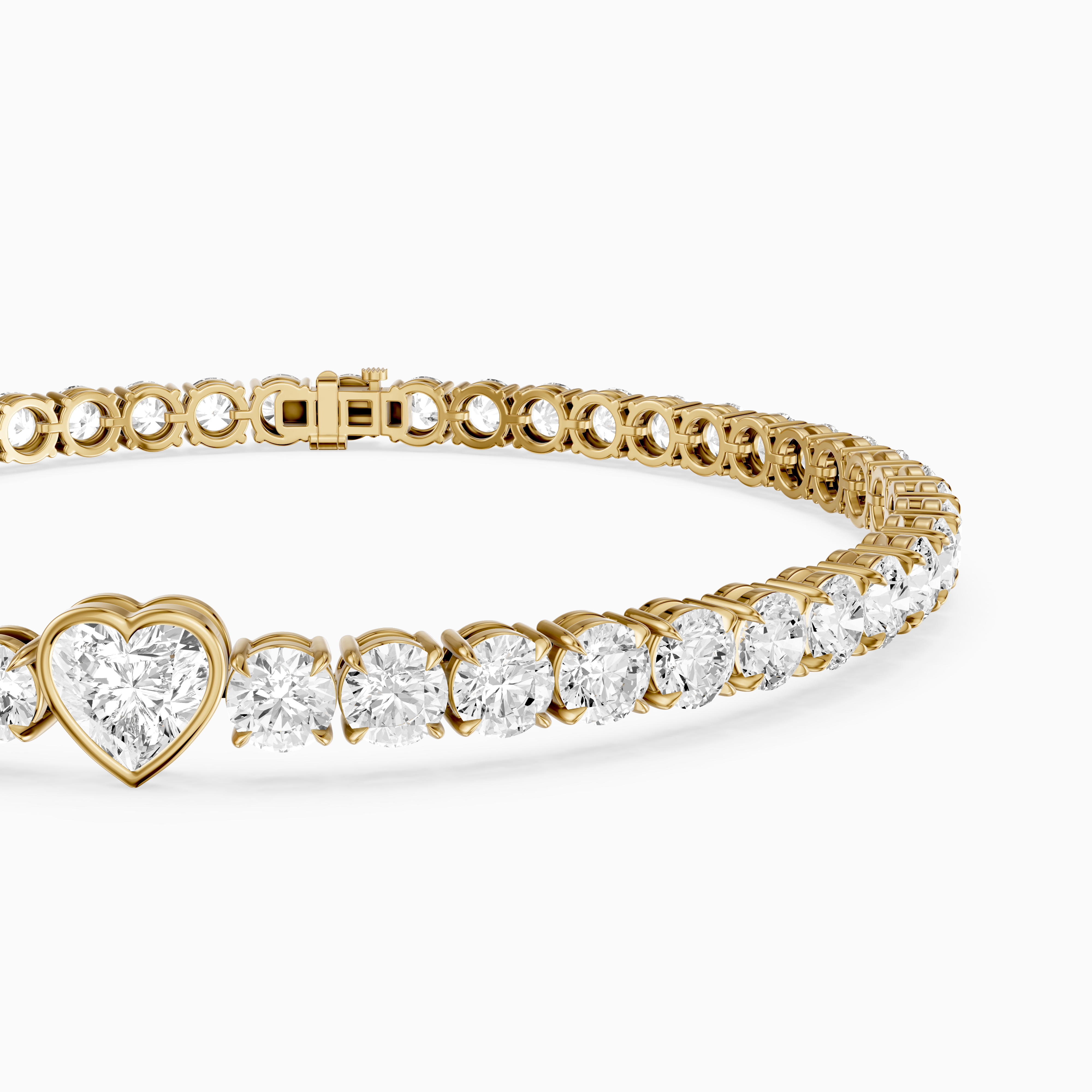Juliette Heart Shape and Round Lab Grown Diamond Single Station Tennis Bracelet