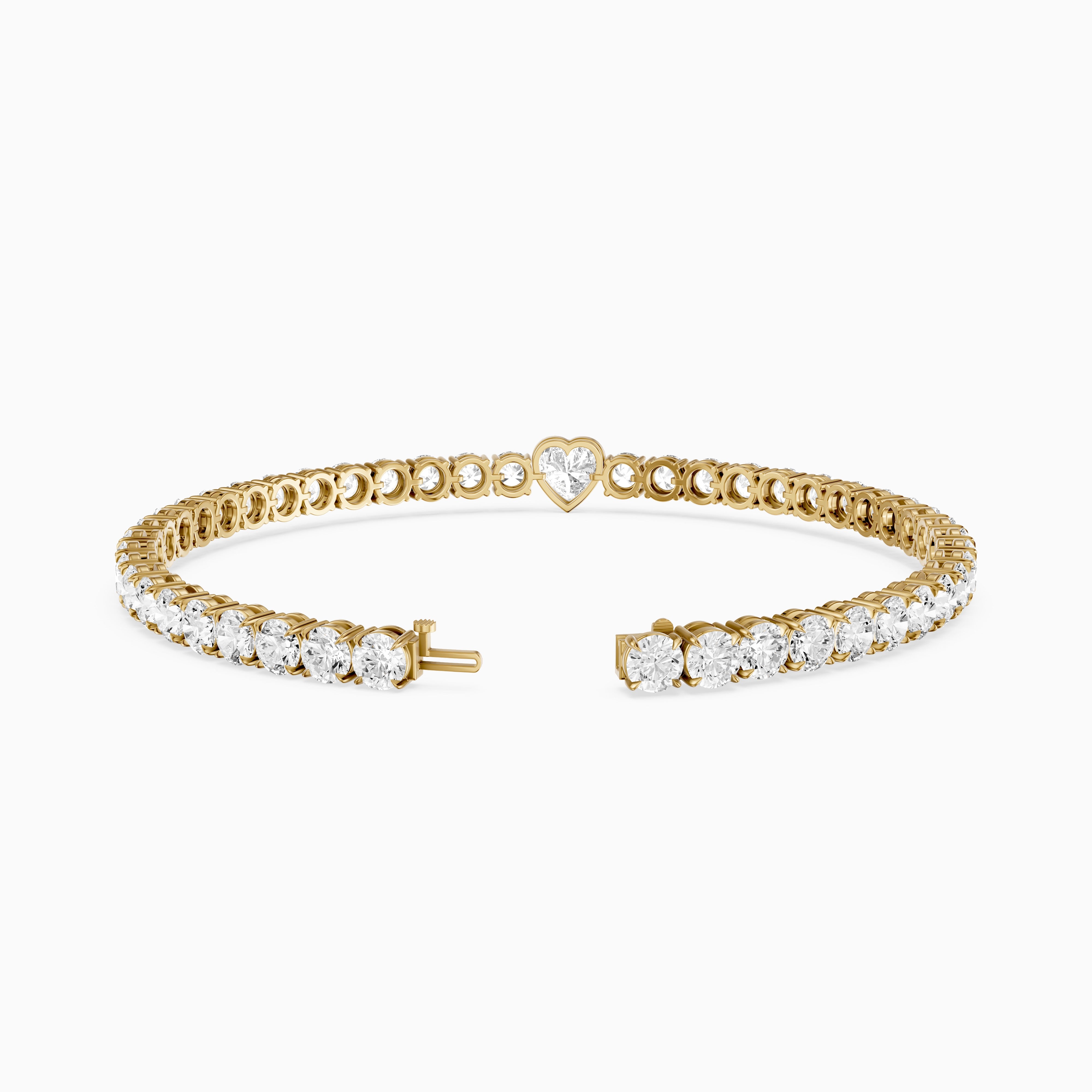 Juliette Heart Shape and Round Lab Grown Diamond Single Station Tennis Bracelet