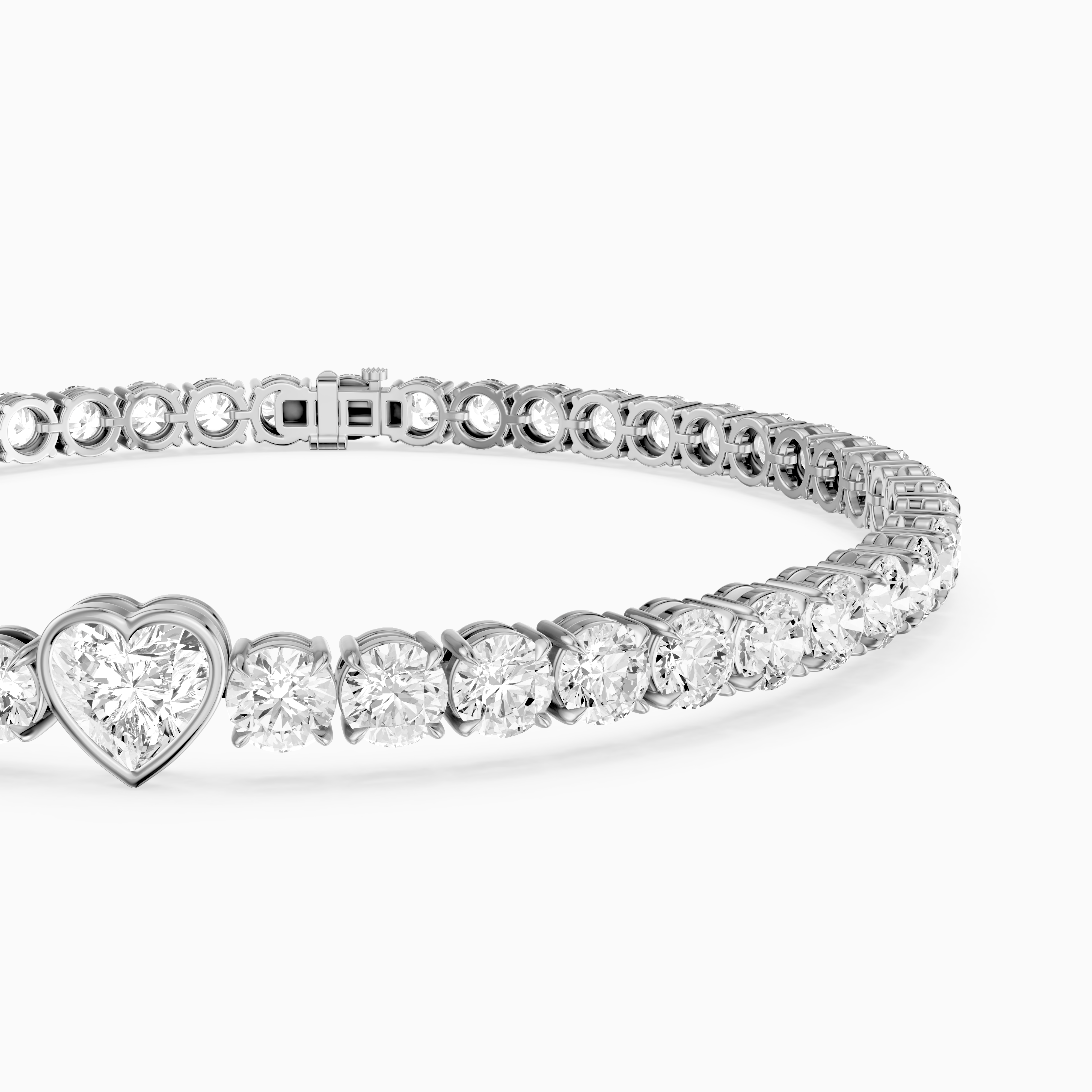Juliette Heart Shape and Round Lab Grown Diamond Single Station Tennis Bracelet