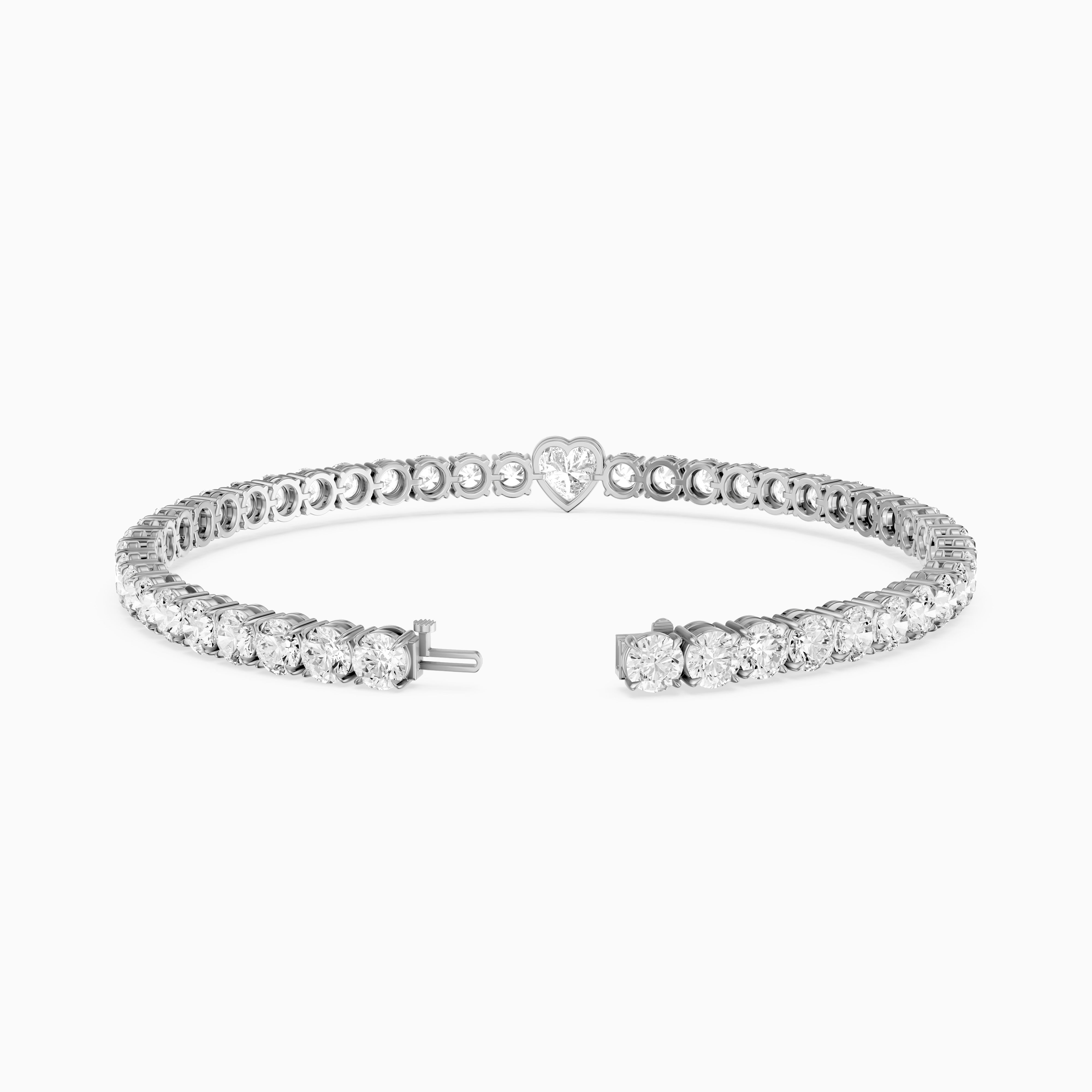 Juliette Heart Shape and Round Lab Grown Diamond Single Station Tennis Bracelet