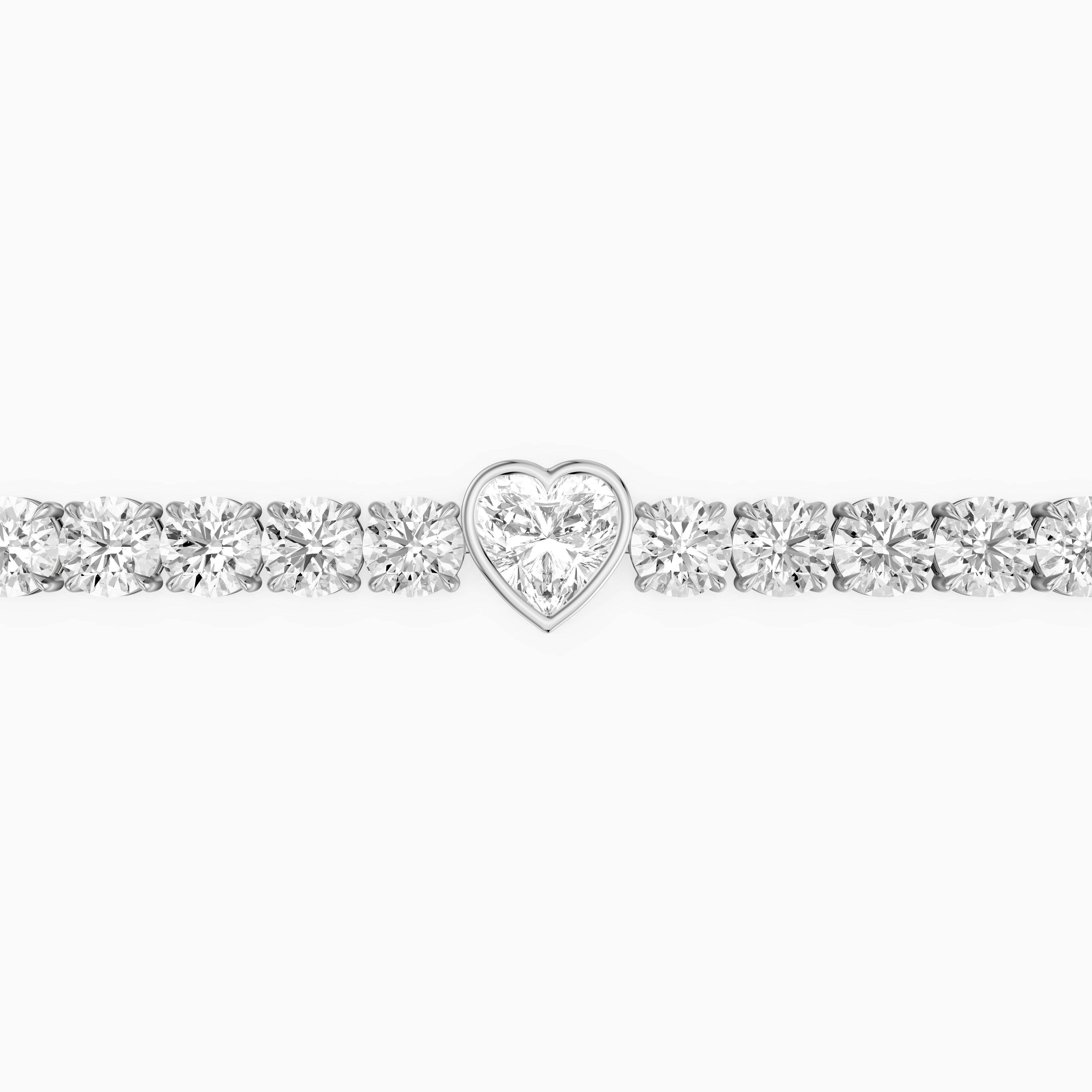 Juliette Heart Shape and Round Lab Grown Diamond Single Station Tennis Bracelet