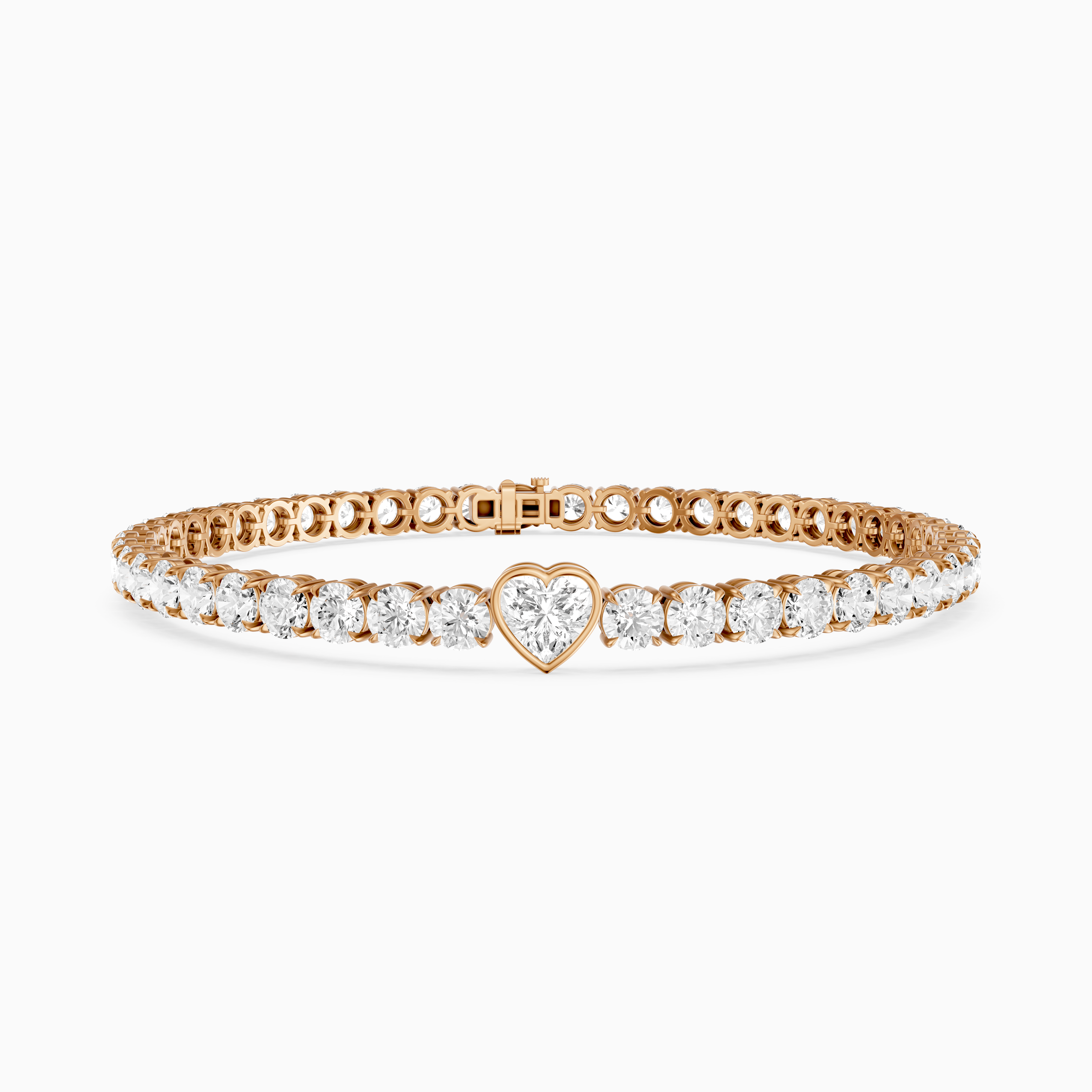 Juliette Heart Shape and Round Lab Grown Diamond Single Station Tennis Bracelet