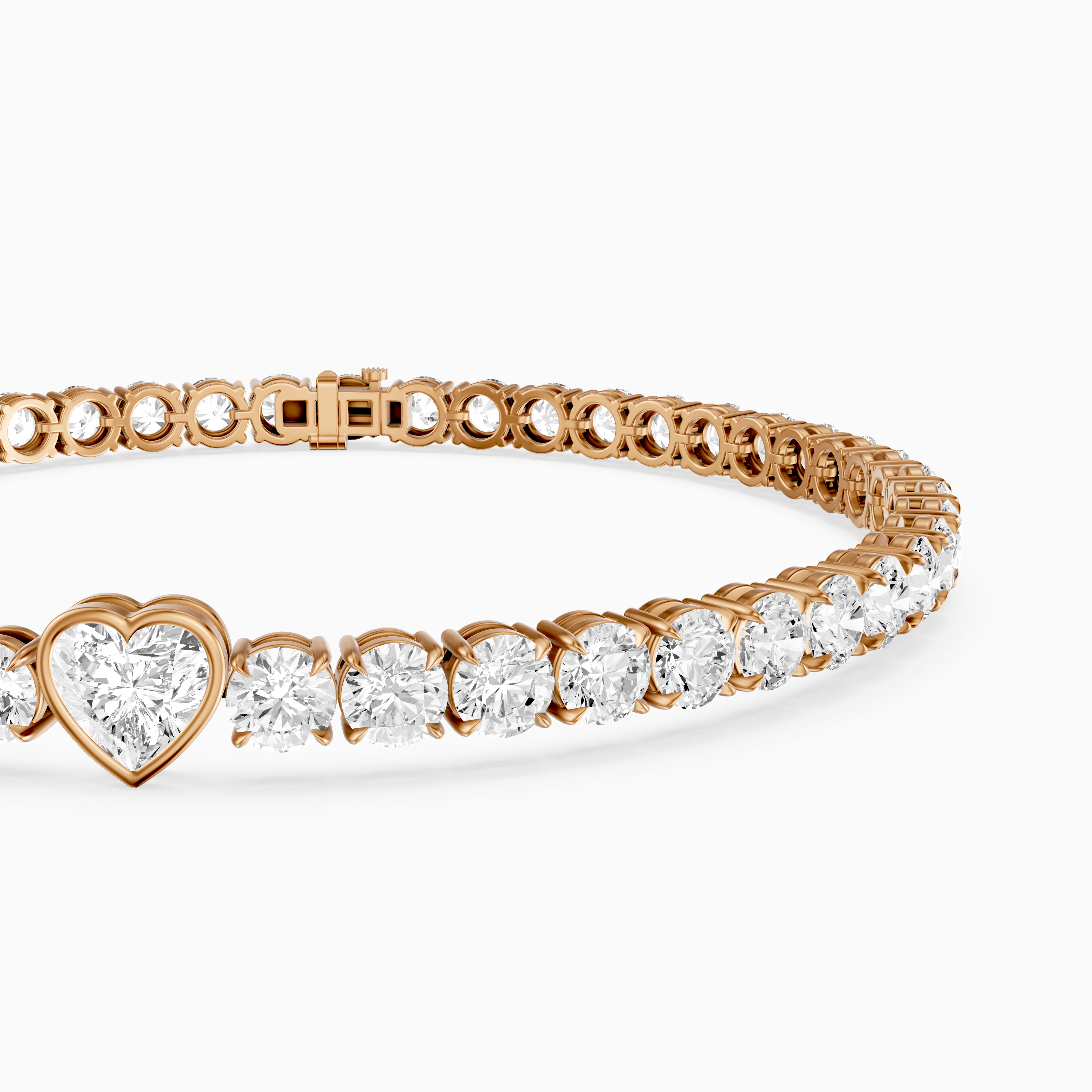 Juliette Heart Shape and Round Lab Grown Diamond Single Station Tennis Bracelet