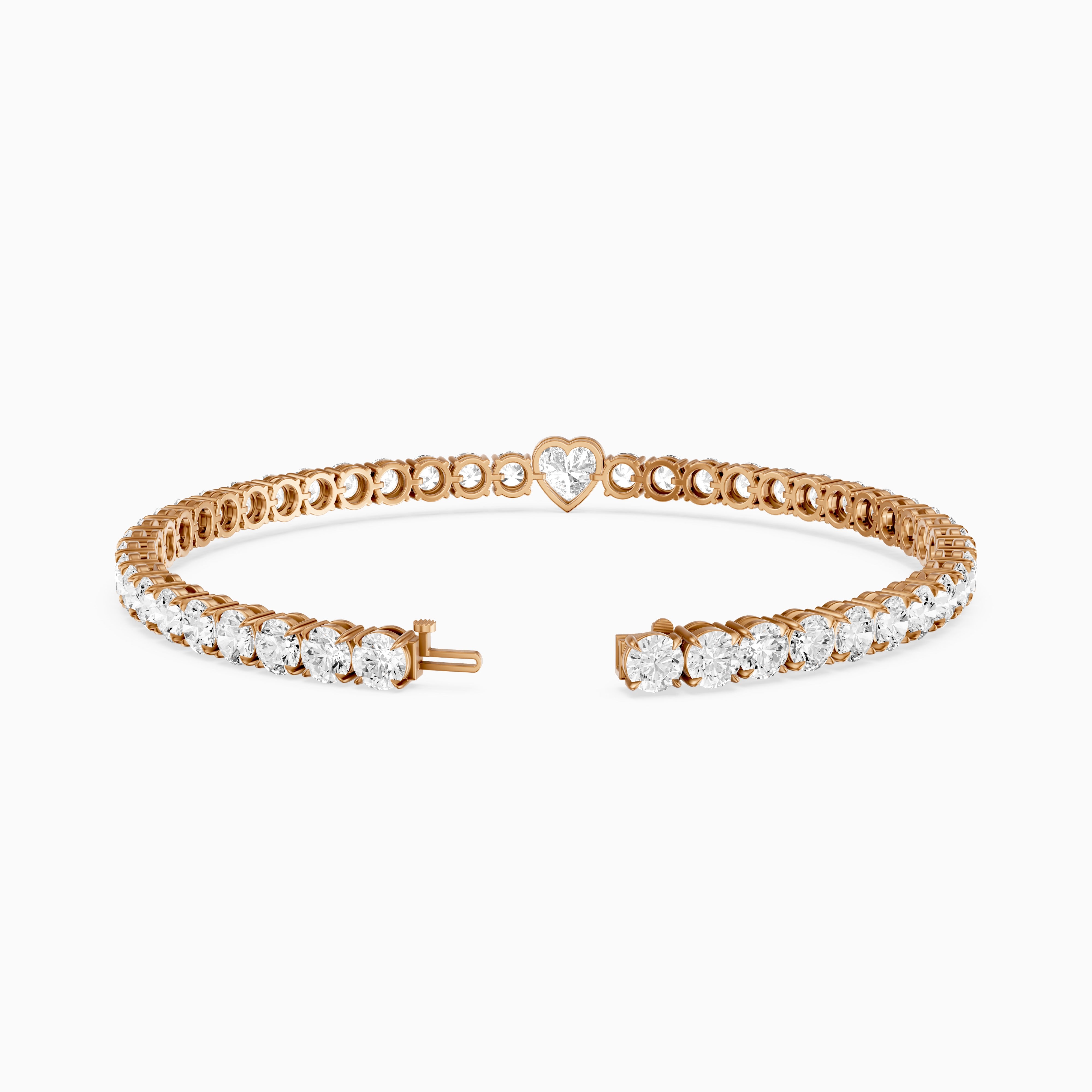 Juliette Heart Shape and Round Lab Grown Diamond Single Station Tennis Bracelet