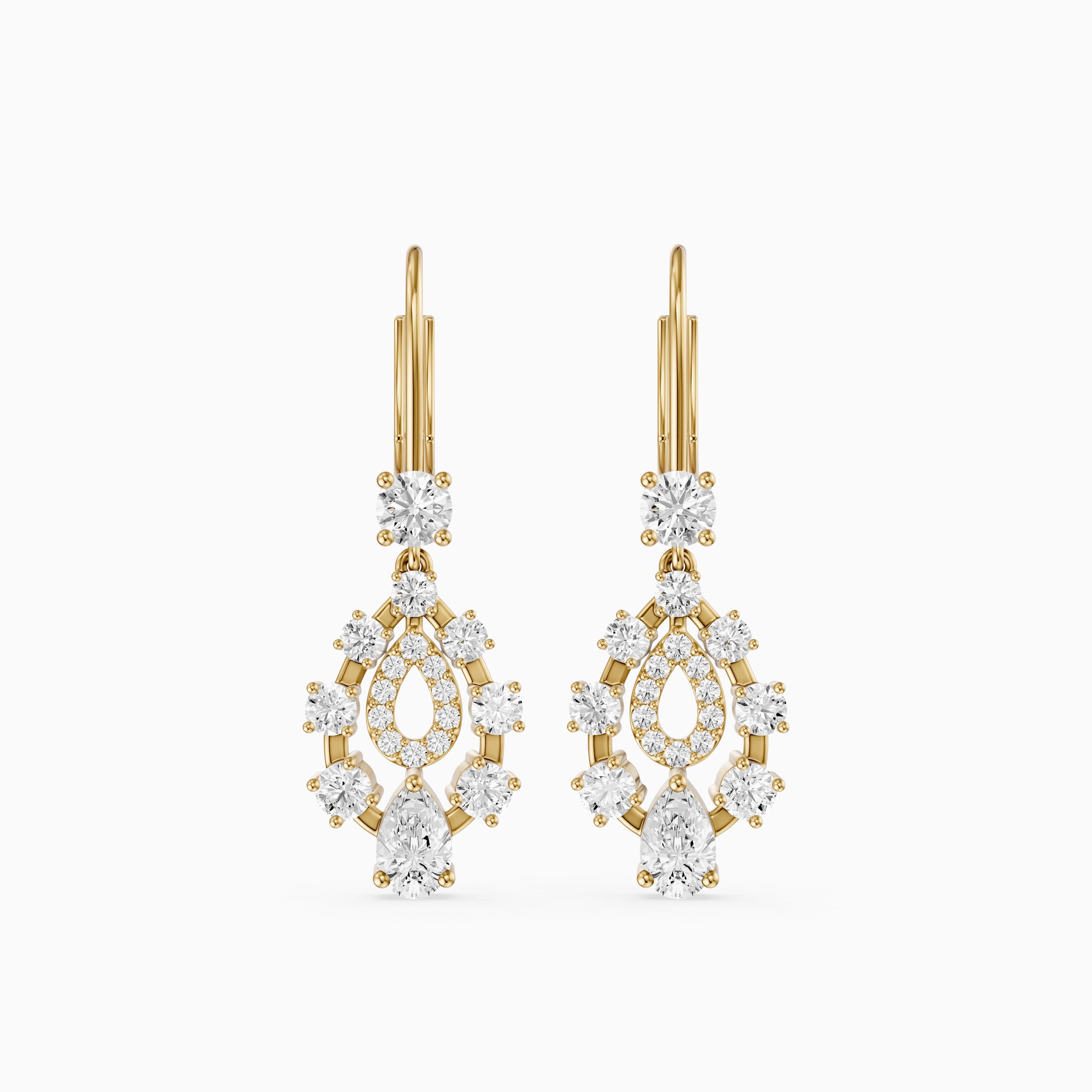 Heather Pear and Round Lab Grown Diamond Cluster Drop Earrings