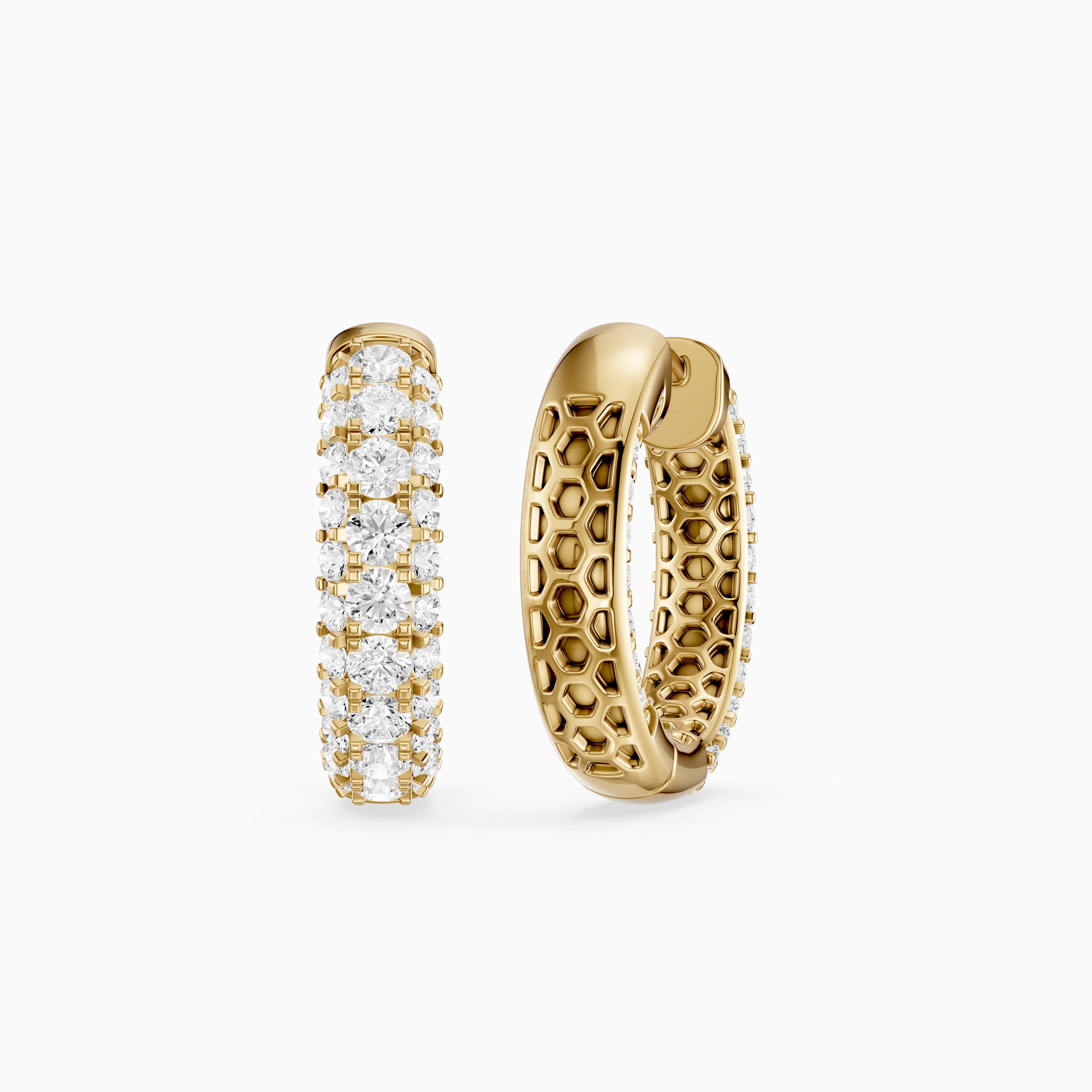 Anthea Round Lab Grown Diamond Chunky Pave Huggie Hoop Earrings