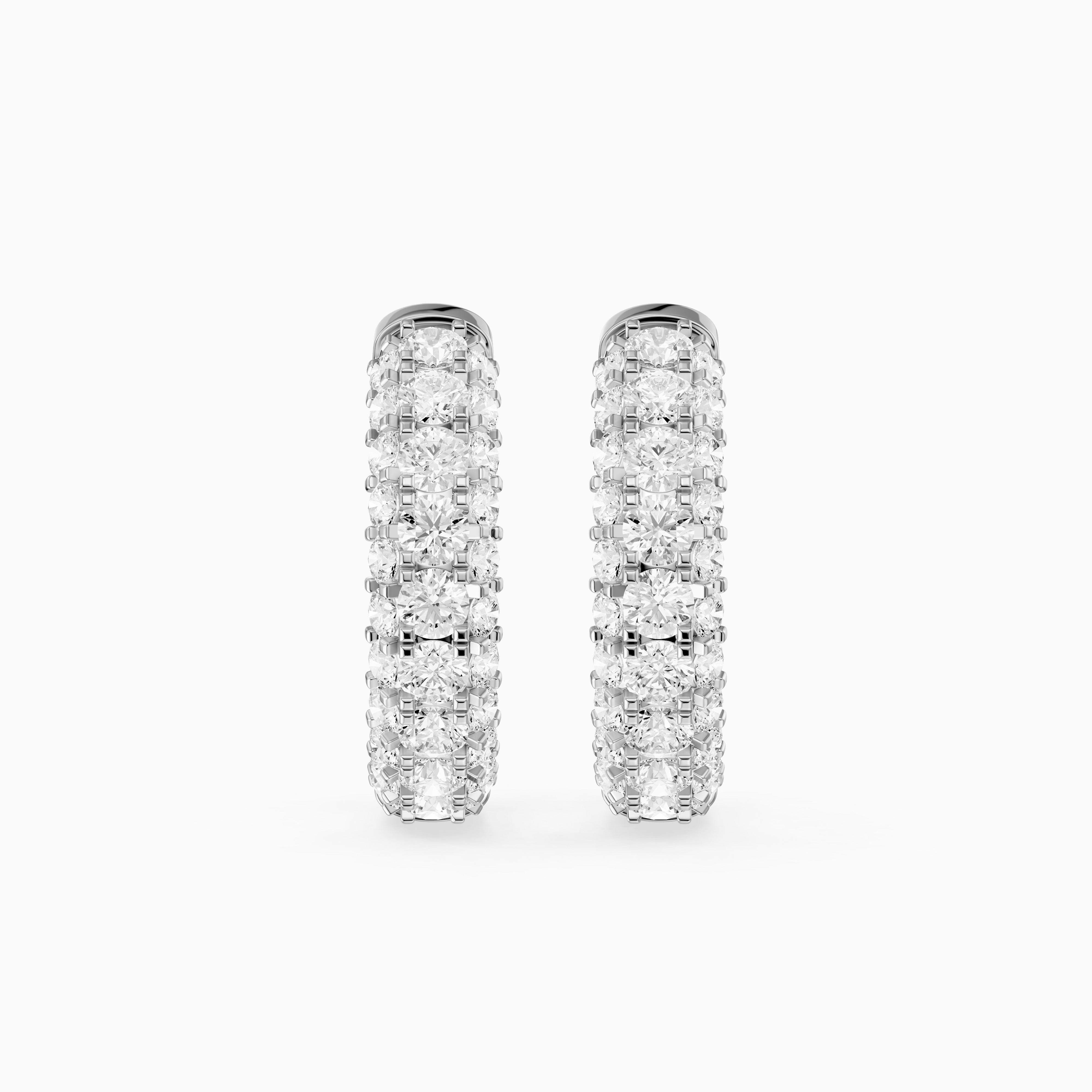 Anthea Round Lab Grown Diamond Chunky Pave Huggie Hoop Earrings
