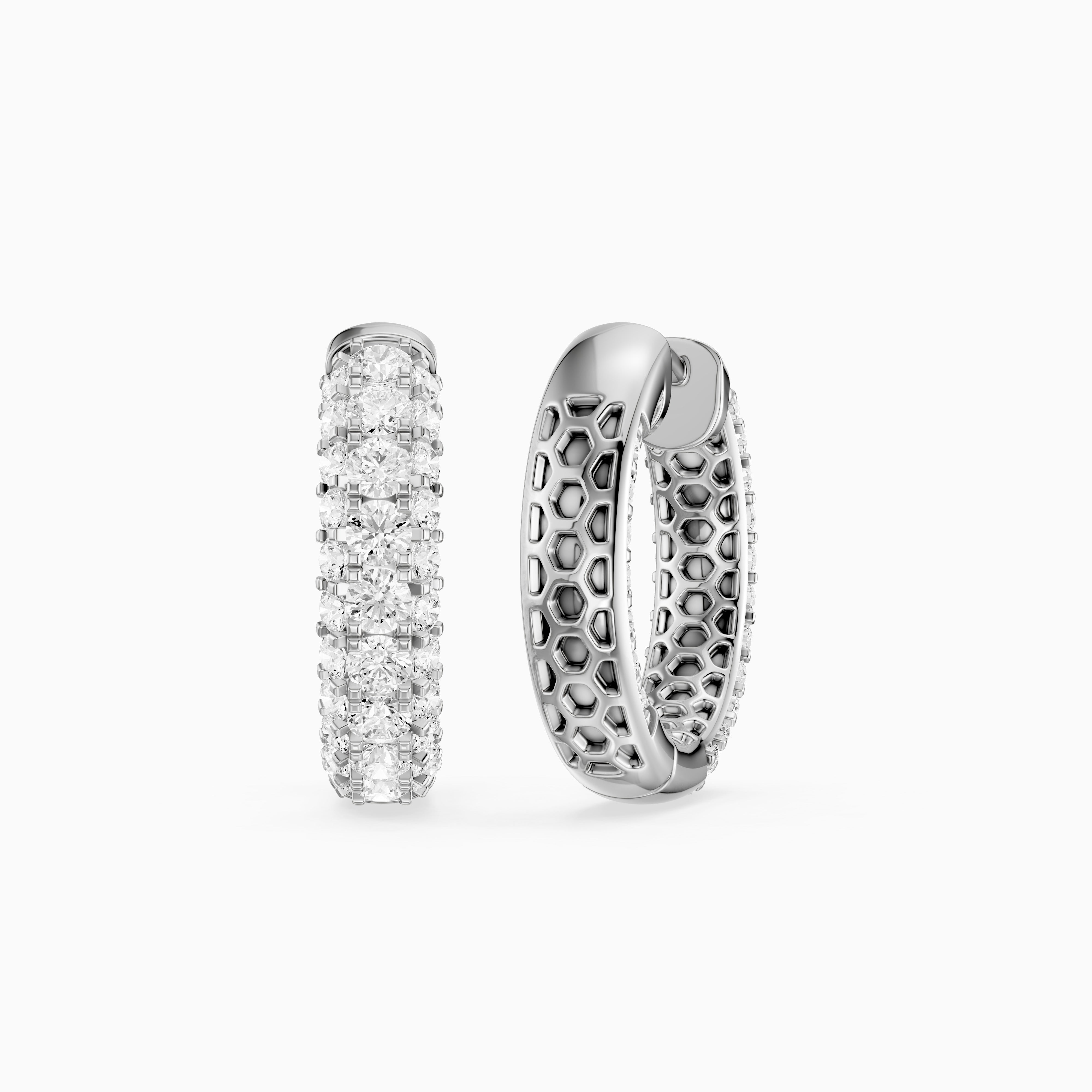 Anthea Round Lab Grown Diamond Chunky Pave Huggie Hoop Earrings