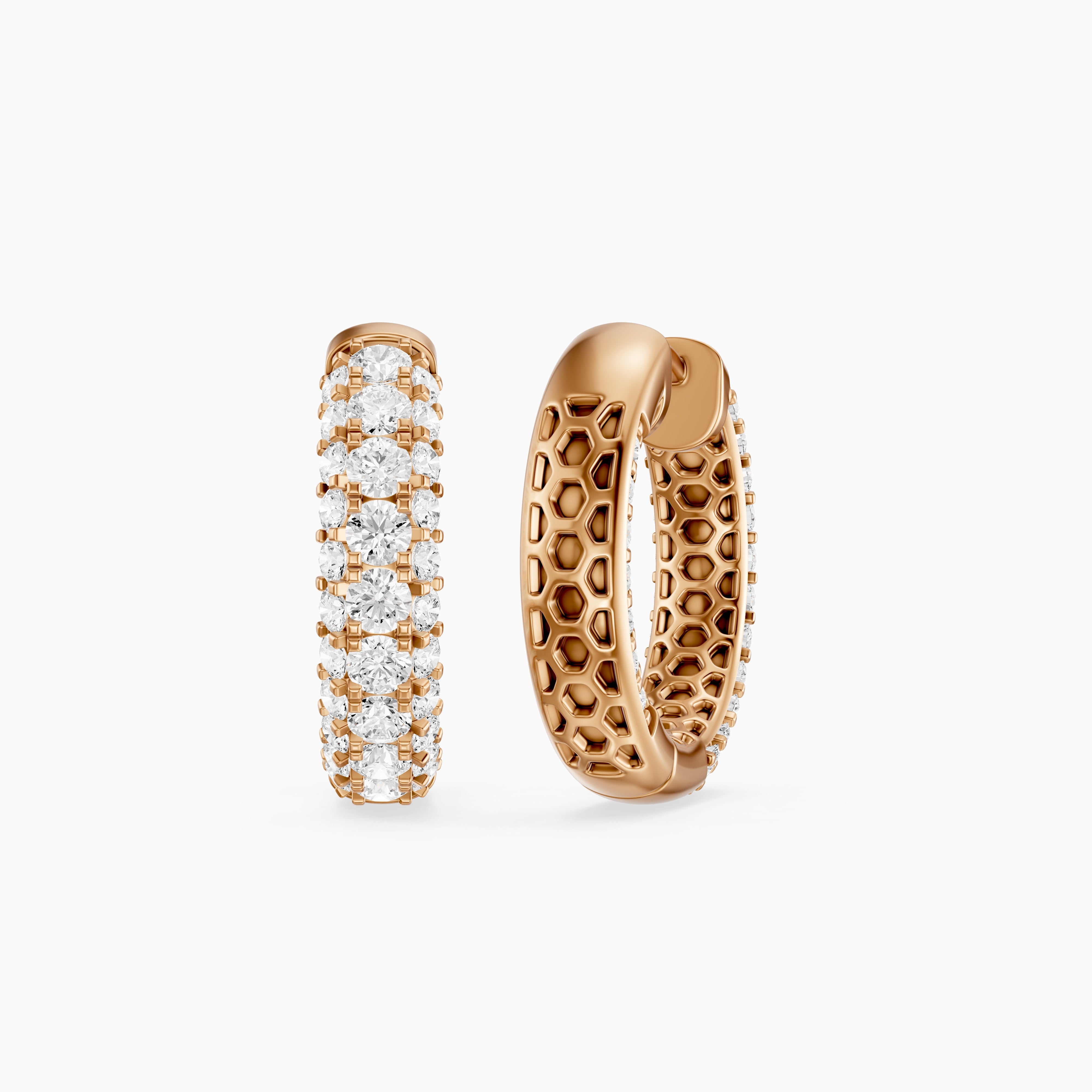 Anthea Round Lab Grown Diamond Chunky Pave Huggie Hoop Earrings