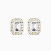 Briseis Emerald Cut Lab Grown Diamond Halo Frame Stud Earrings