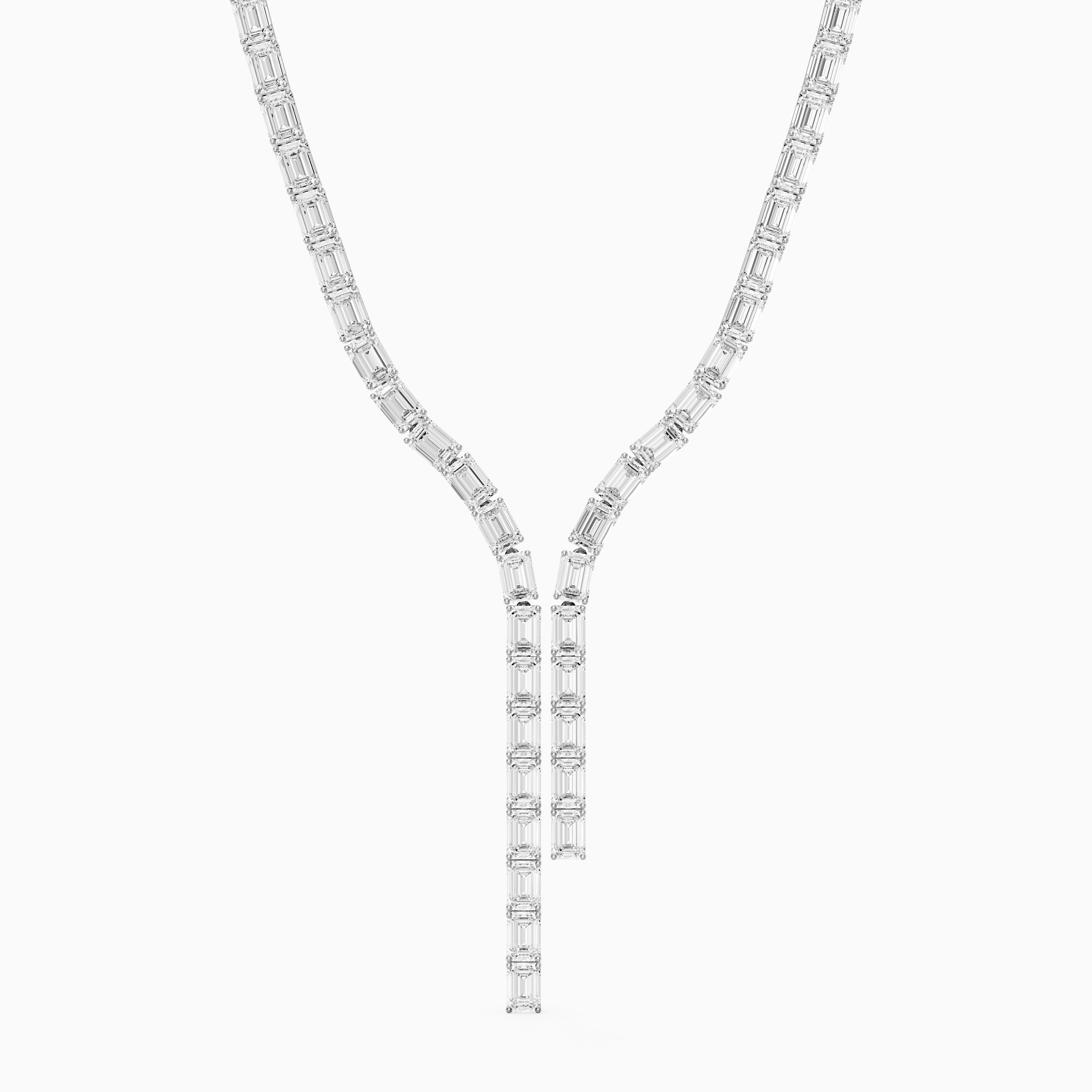 Adalynn Emerald Lab Grown Diamond Split Tennis Necklace