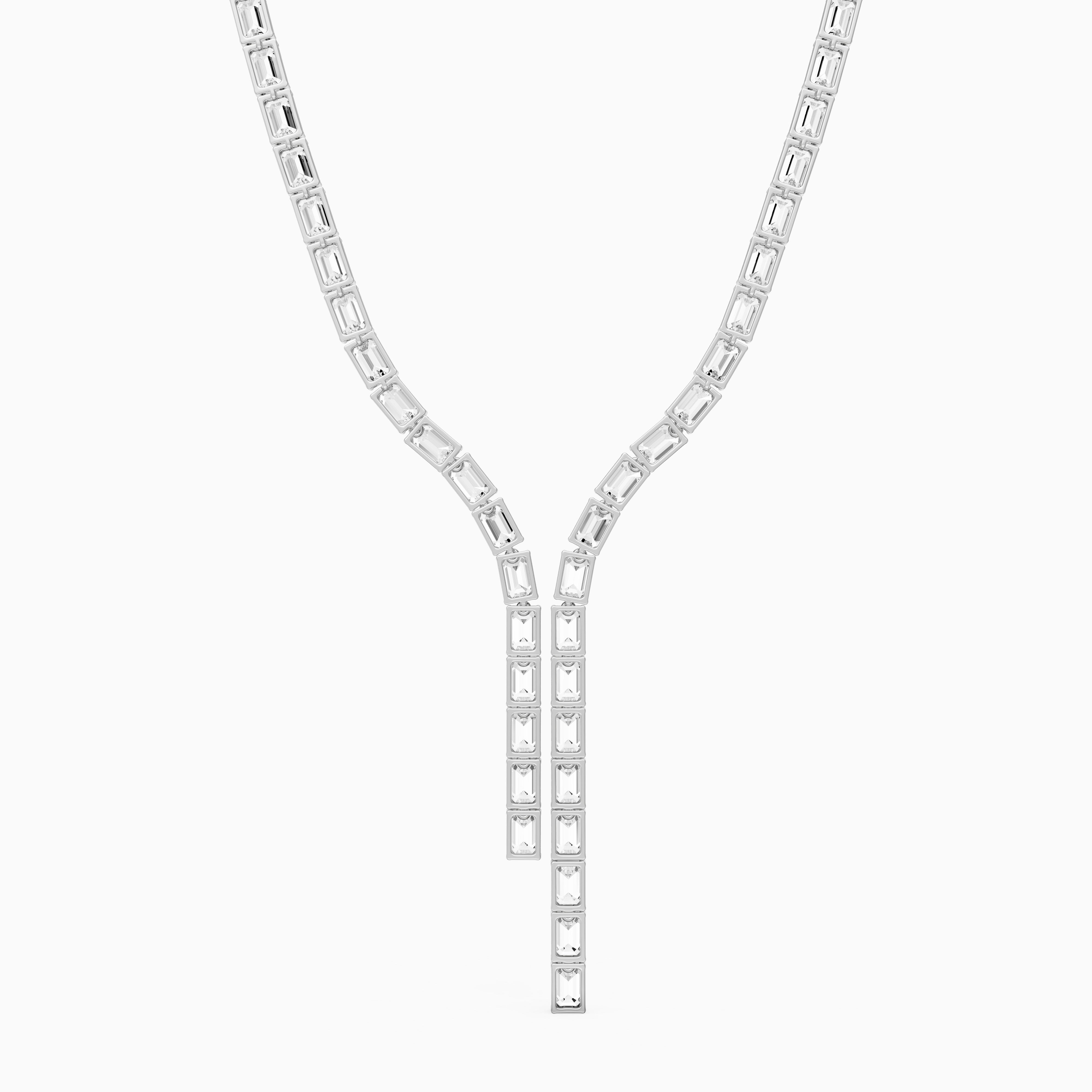 Adalynn Emerald Lab Grown Diamond Split Tennis Necklace