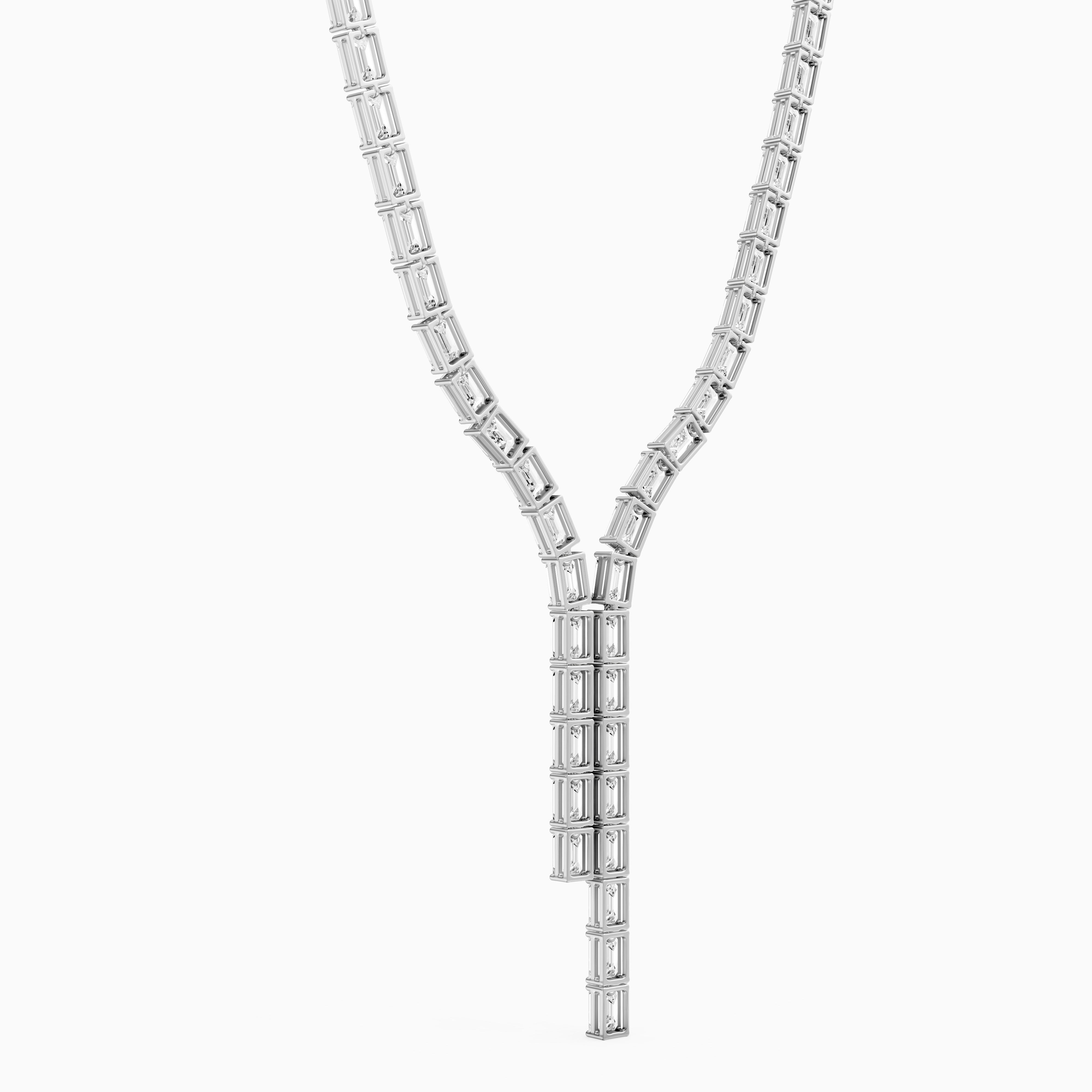 Adalynn Emerald Lab Grown Diamond Split Tennis Necklace