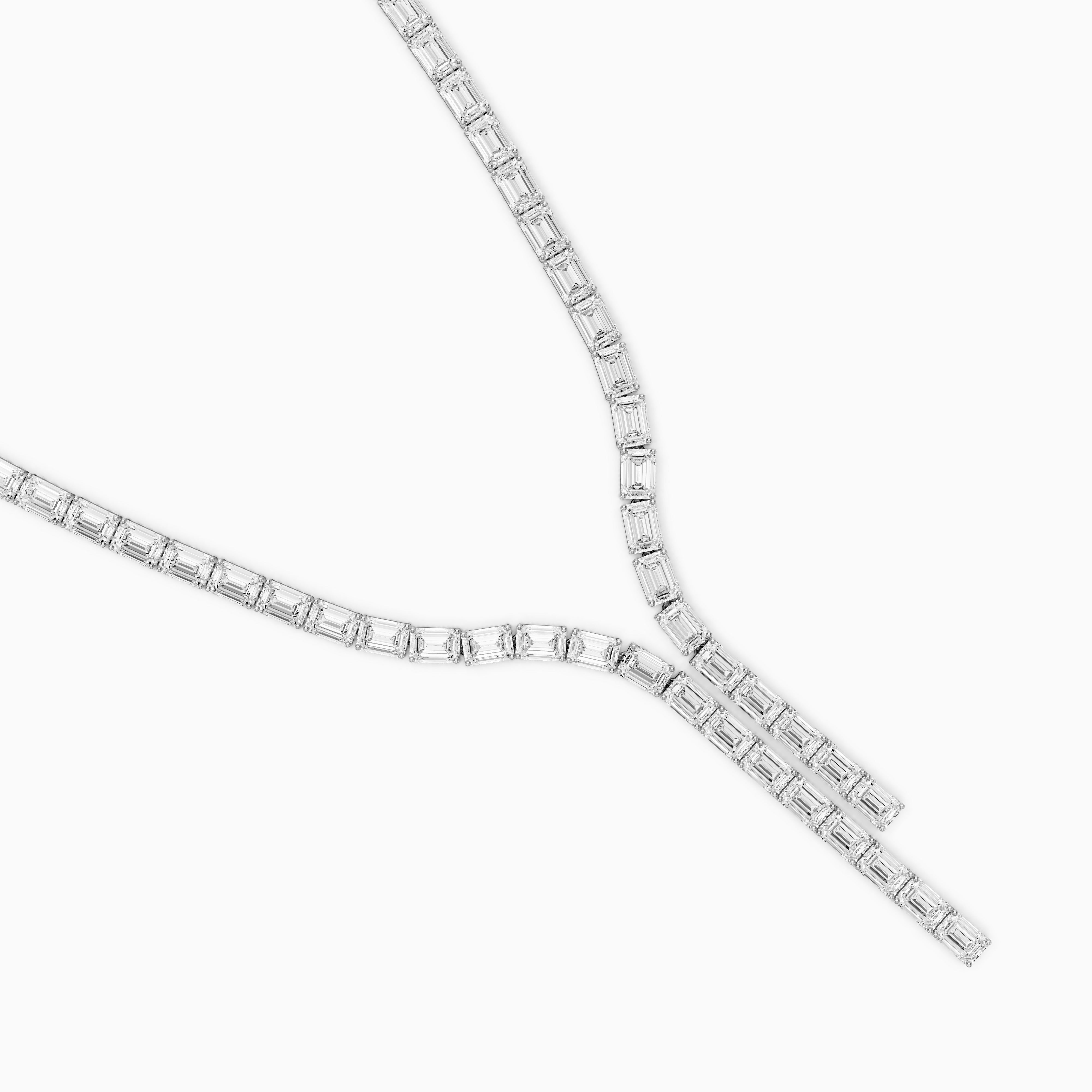 Adalynn Emerald Lab Grown Diamond Split Tennis Necklace