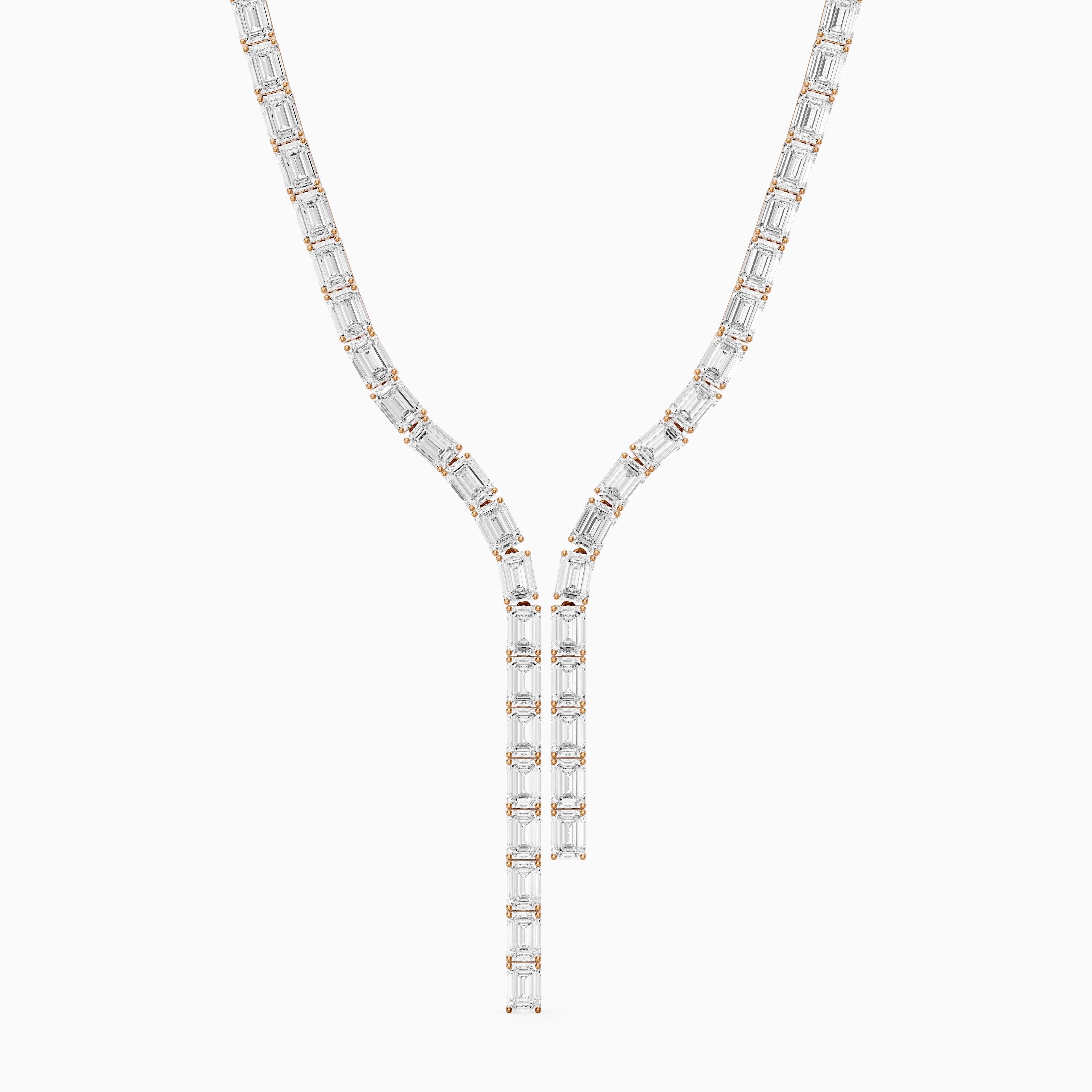 Adalynn Emerald Lab Grown Diamond Split Tennis Necklace