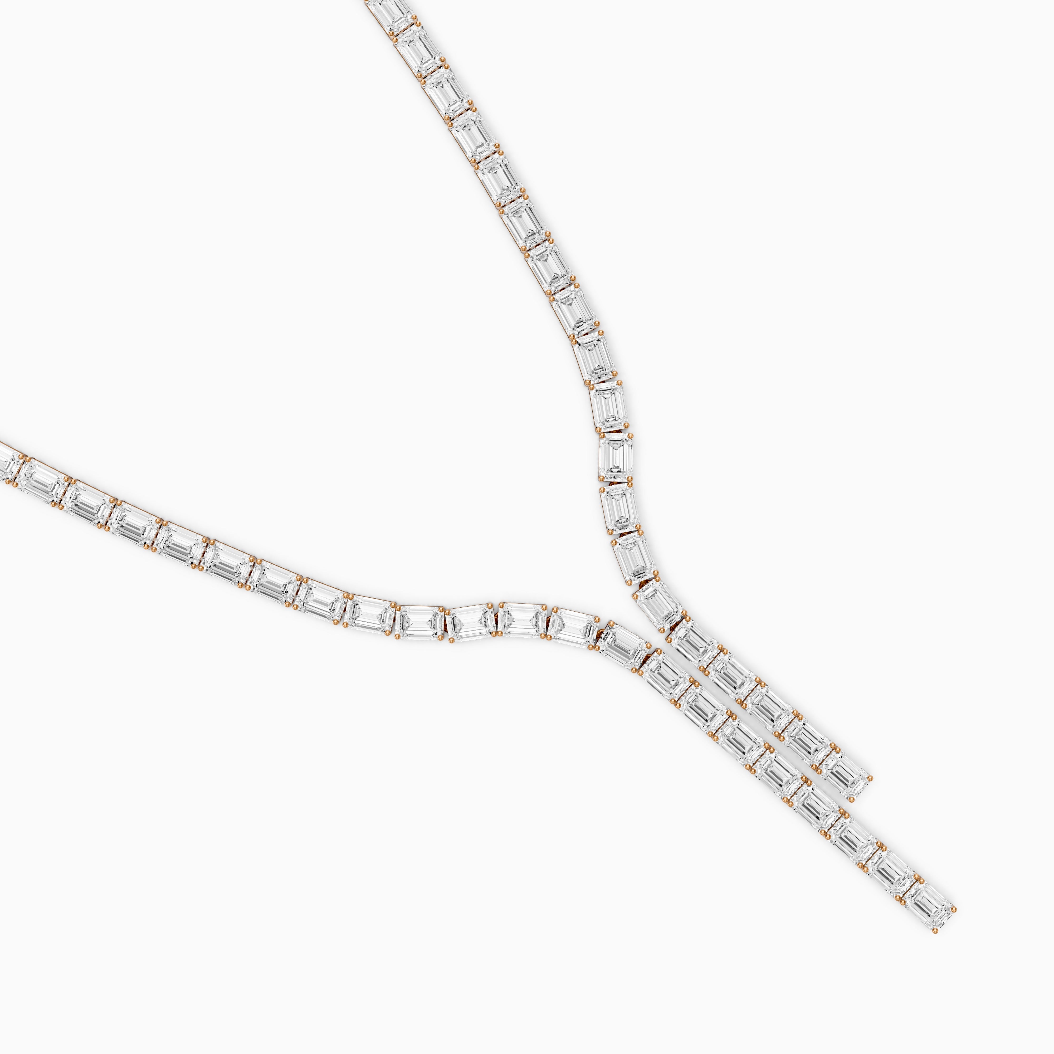 Adalynn Emerald Lab Grown Diamond Split Tennis Necklace
