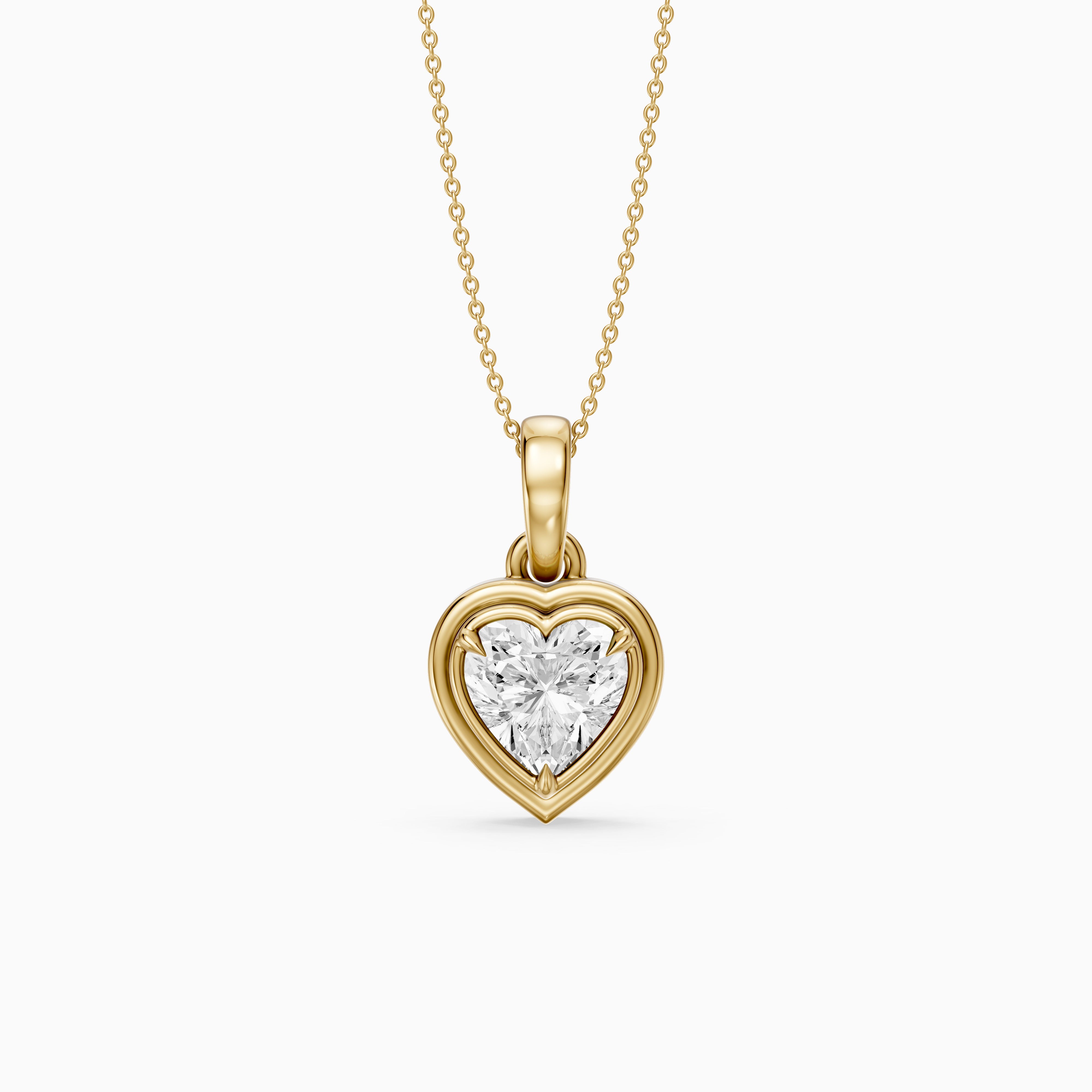 Leia Heart Shape Lab Grown Diamond Double Bezel Solitaire Pendant
