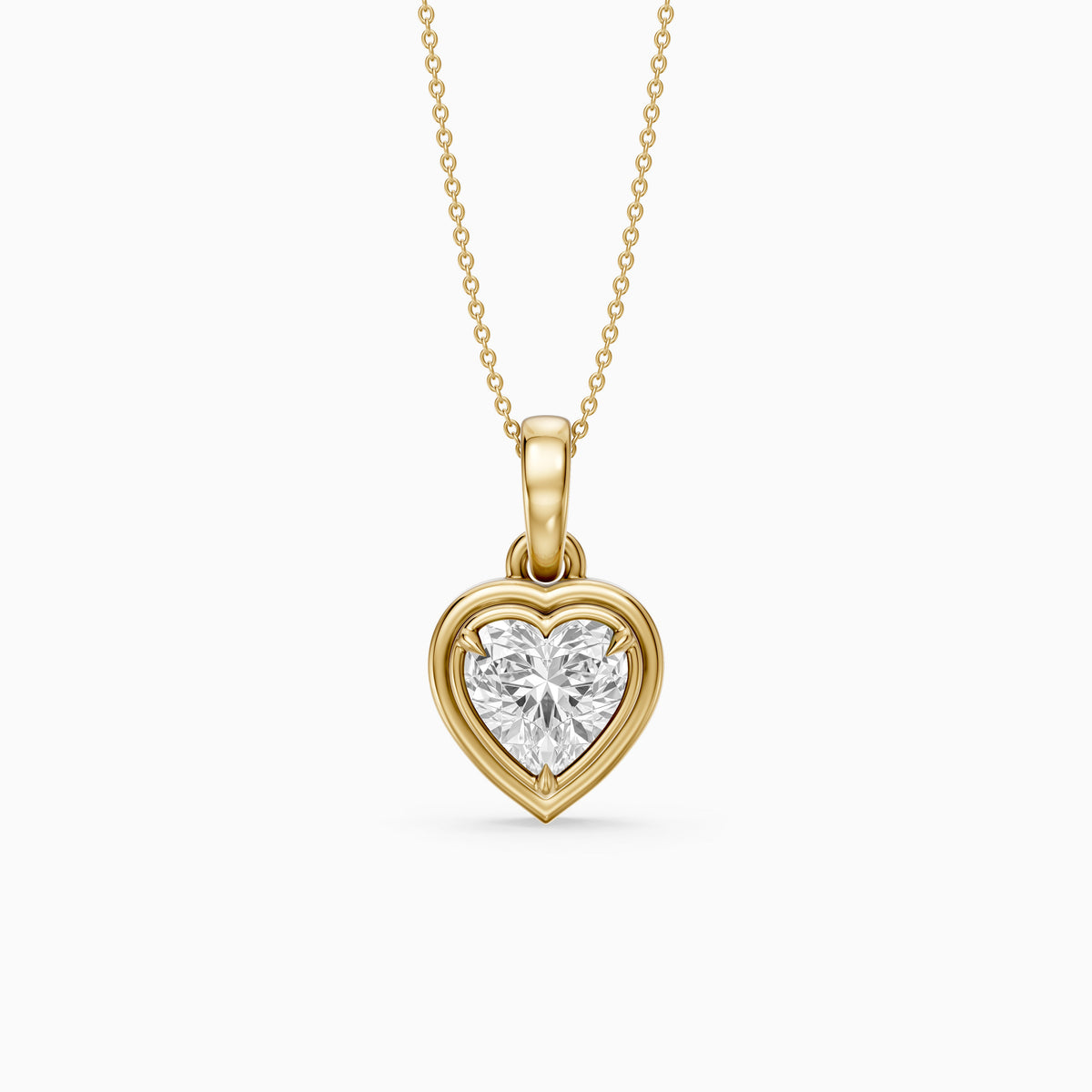 Leia Heart Shape Lab Grown Diamond Double Bezel Solitaire Pendant