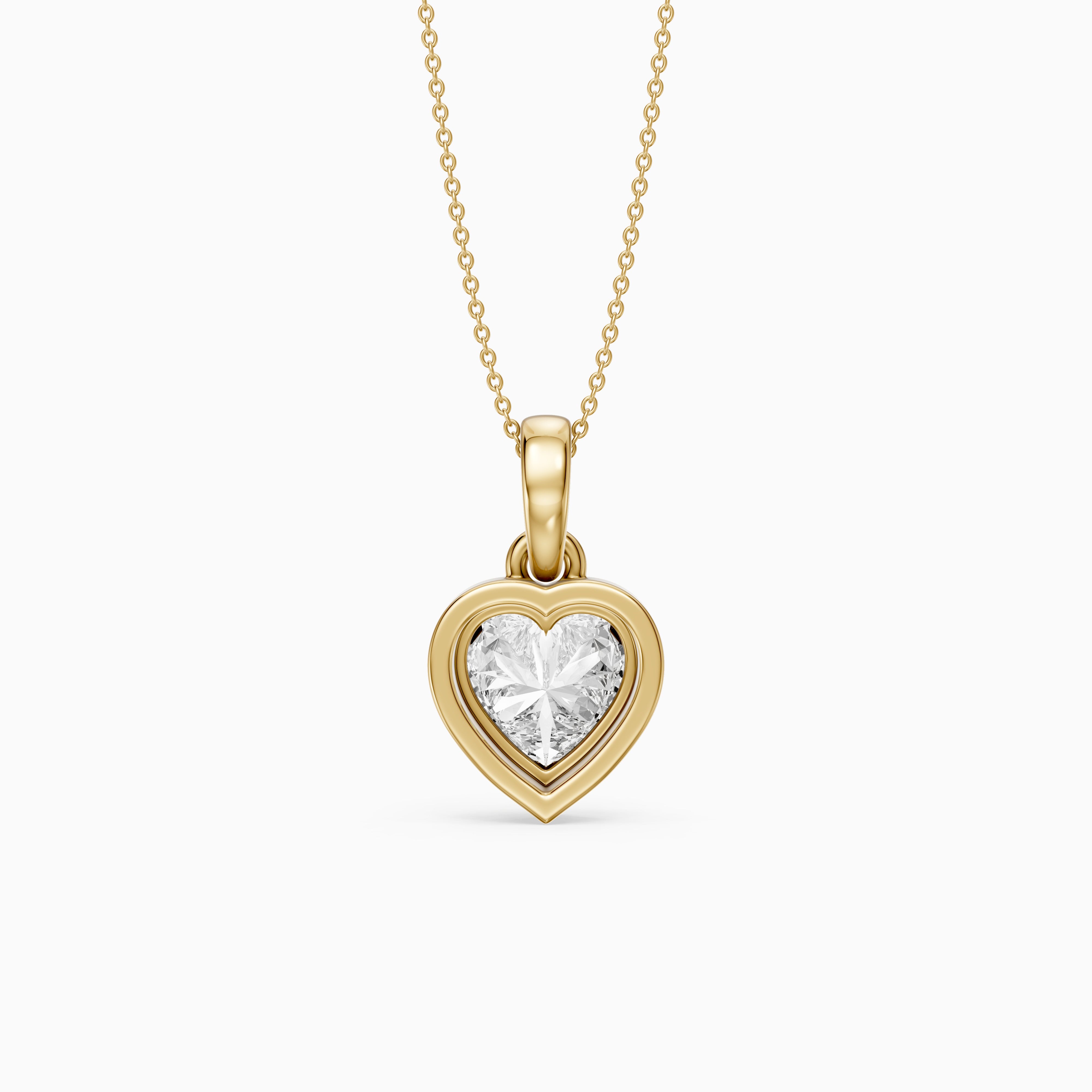 Leia Heart Shape Lab Grown Diamond Double Bezel Solitaire Pendant