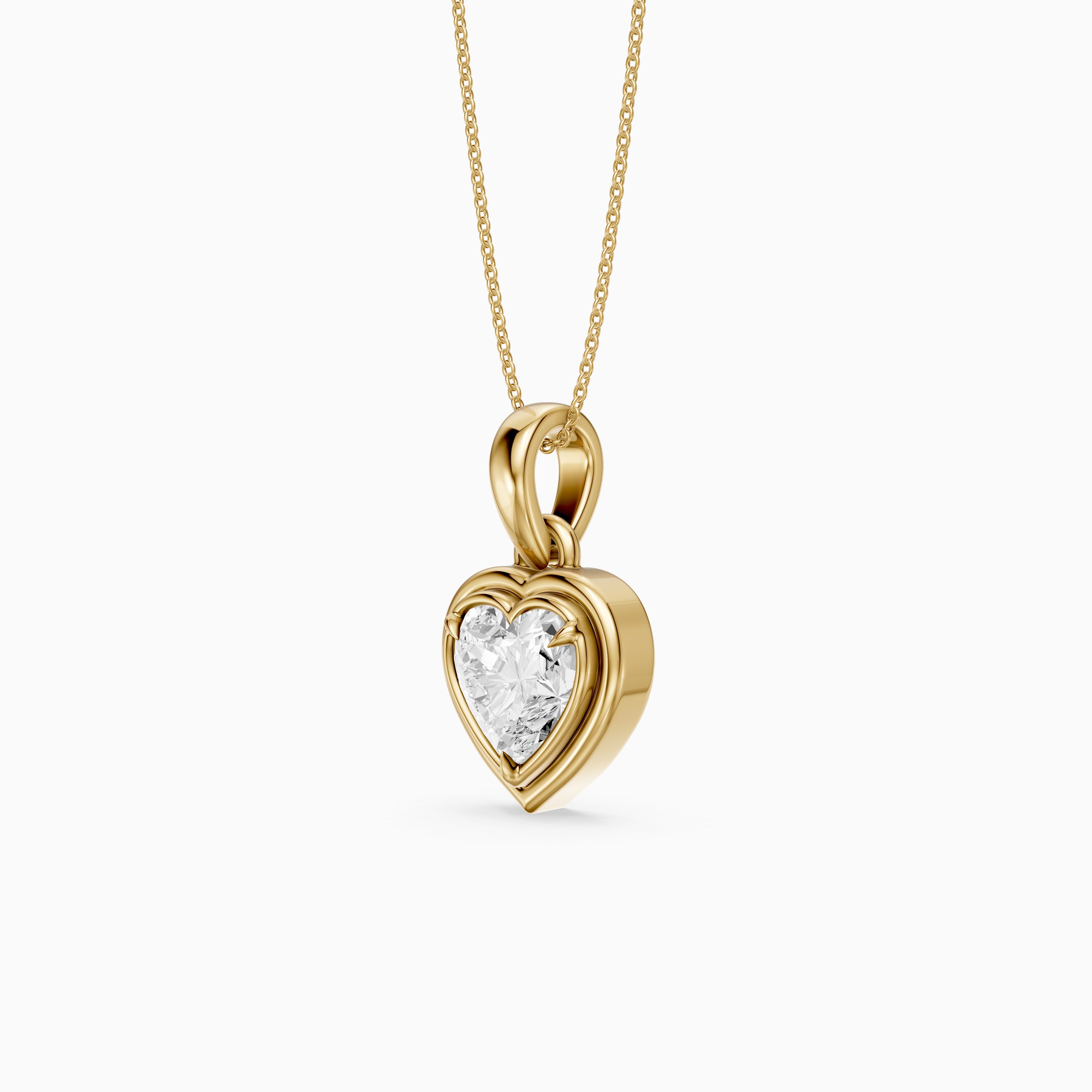 Leia Heart Shape Lab Grown Diamond Double Bezel Solitaire Pendant