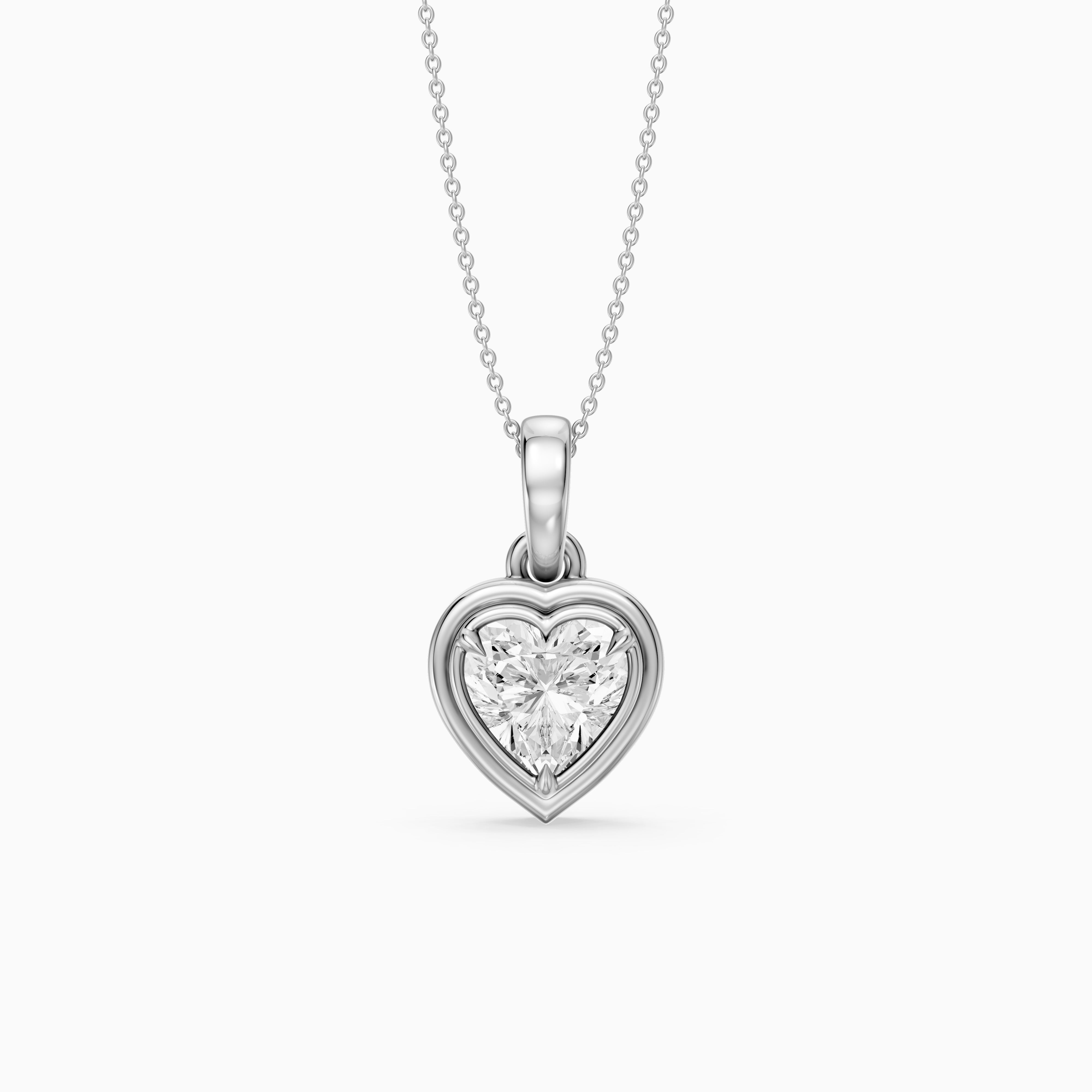 Leia Heart Shape Lab Grown Diamond Double Bezel Solitaire Pendant