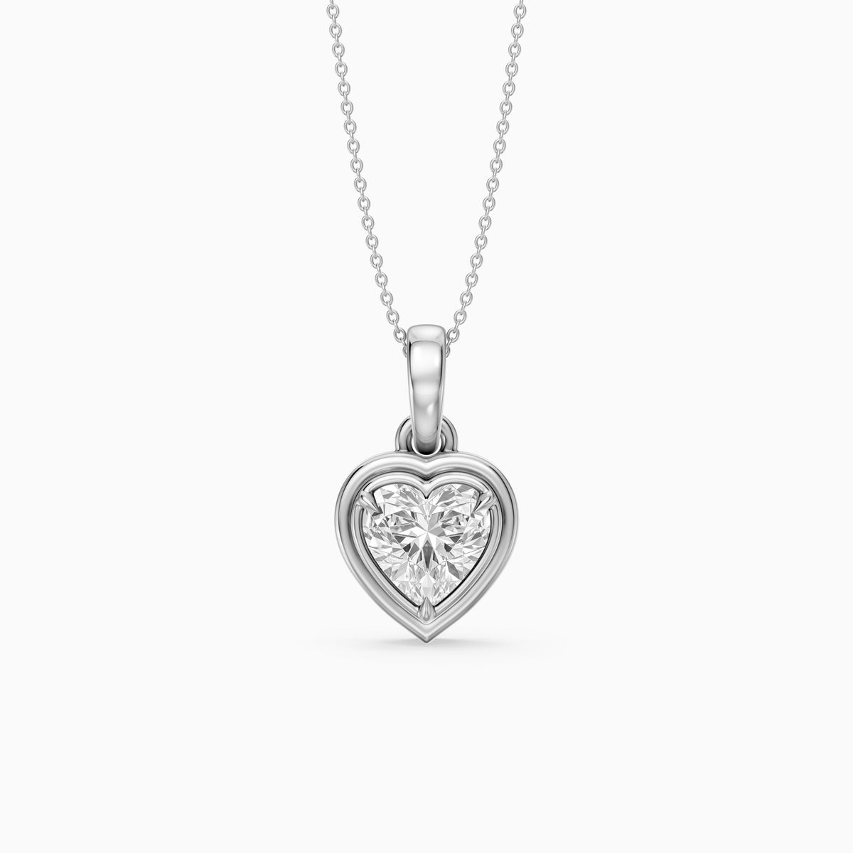 Leia Heart Shape Lab Grown Diamond Double Bezel Solitaire Pendant