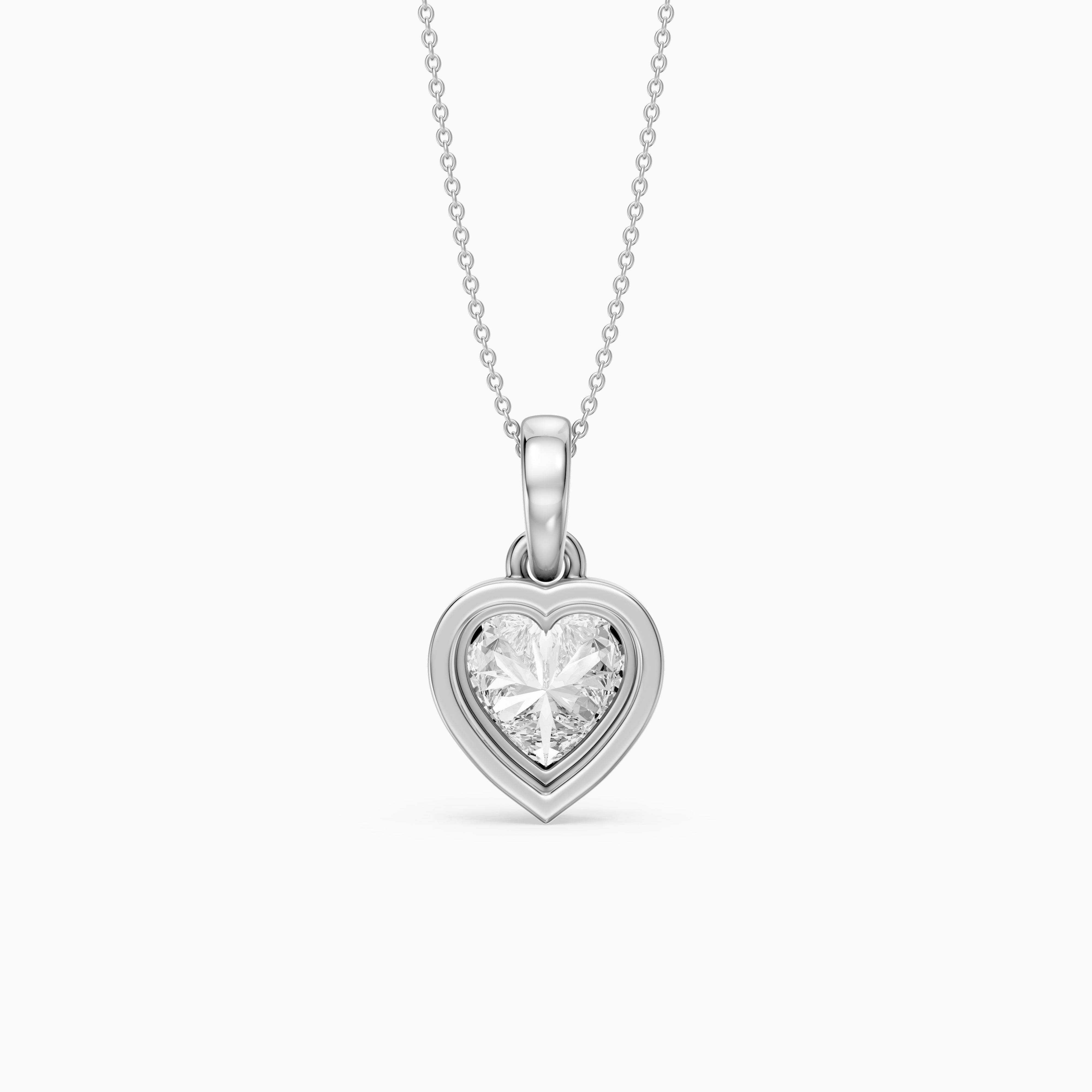 Leia Heart Shape Lab Grown Diamond Double Bezel Solitaire Pendant
