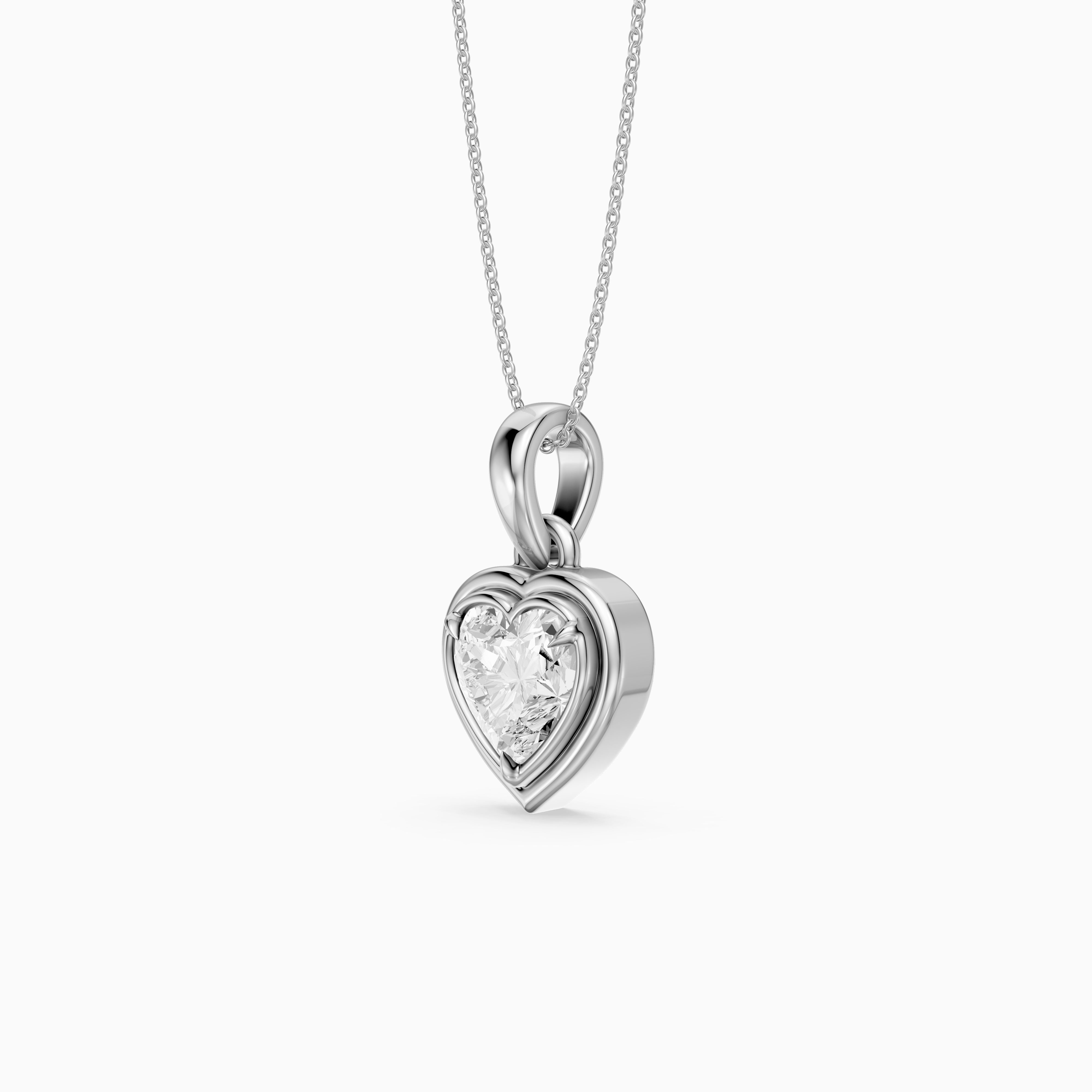 Leia Heart Shape Lab Grown Diamond Double Bezel Solitaire Pendant