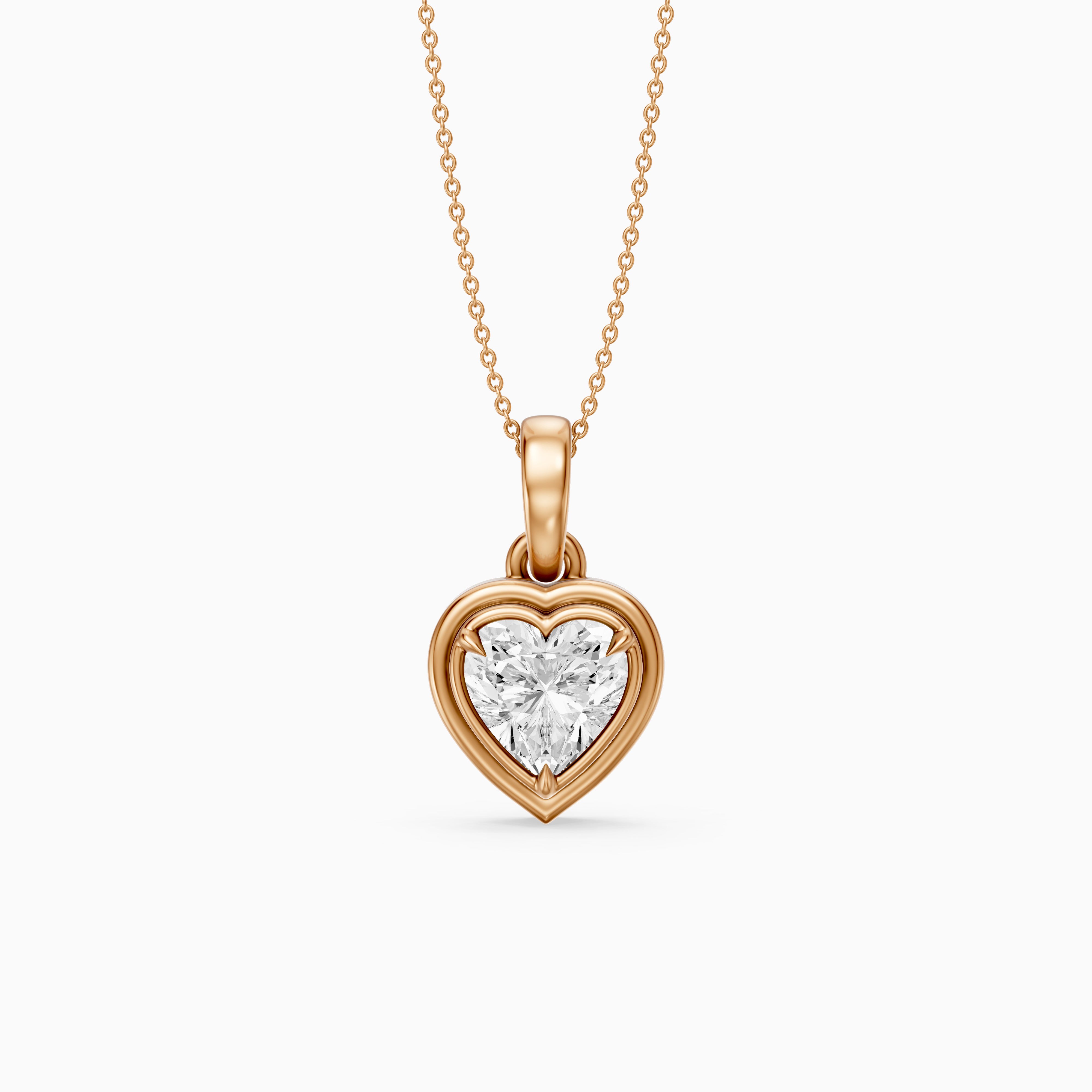 Leia Heart Shape Lab Grown Diamond Double Bezel Solitaire Pendant