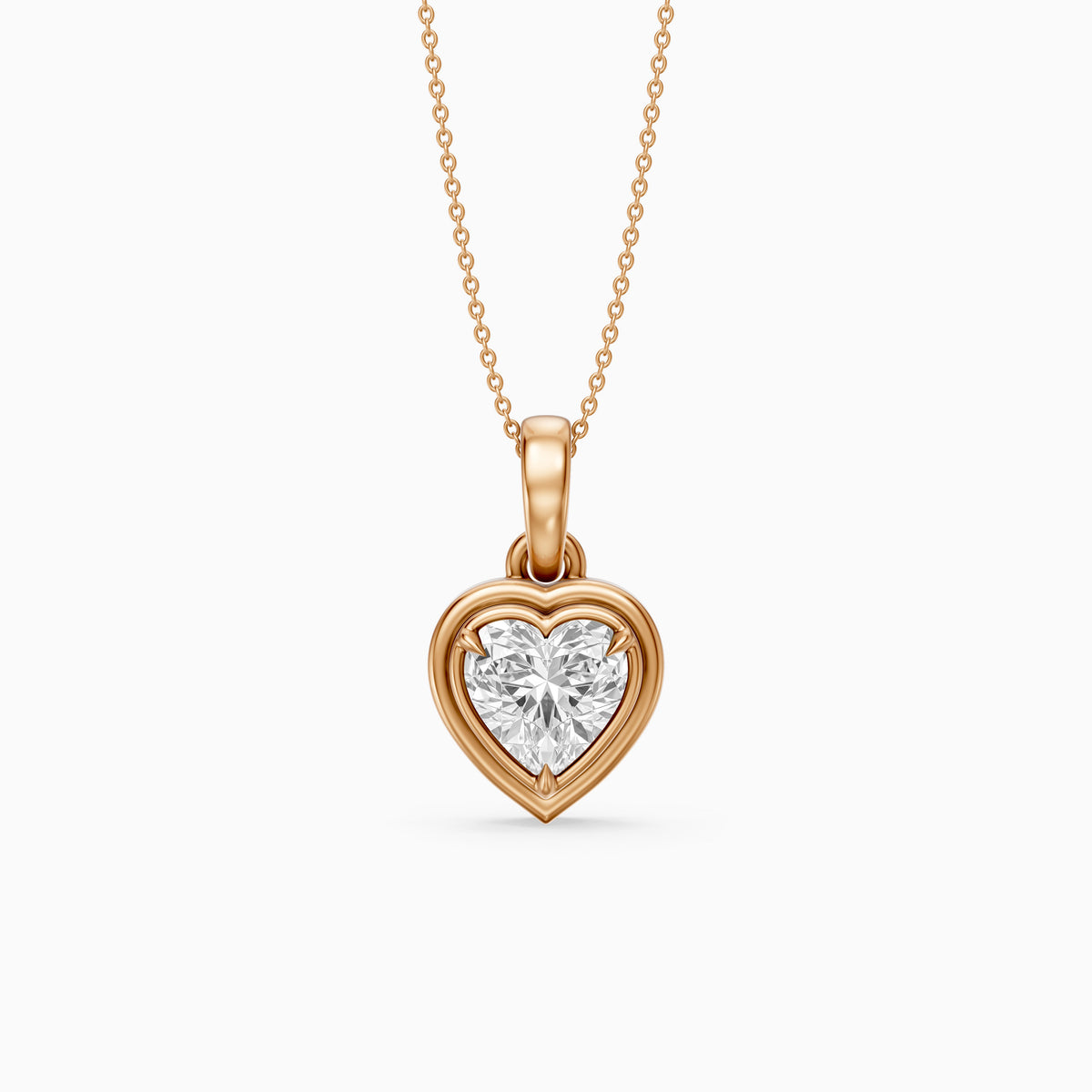 Leia Heart Shape Lab Grown Diamond Double Bezel Solitaire Pendant