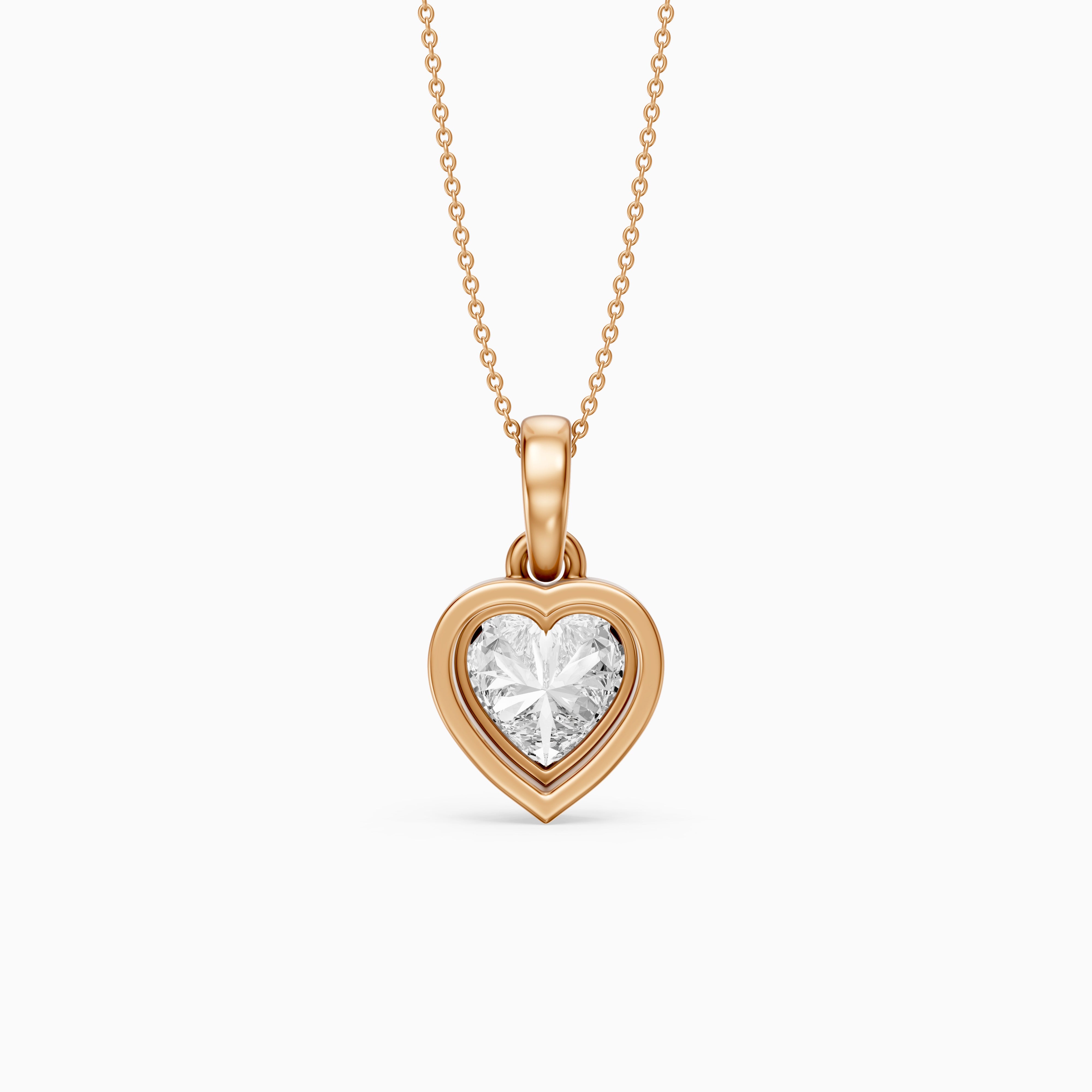 Leia Heart Shape Lab Grown Diamond Double Bezel Solitaire Pendant