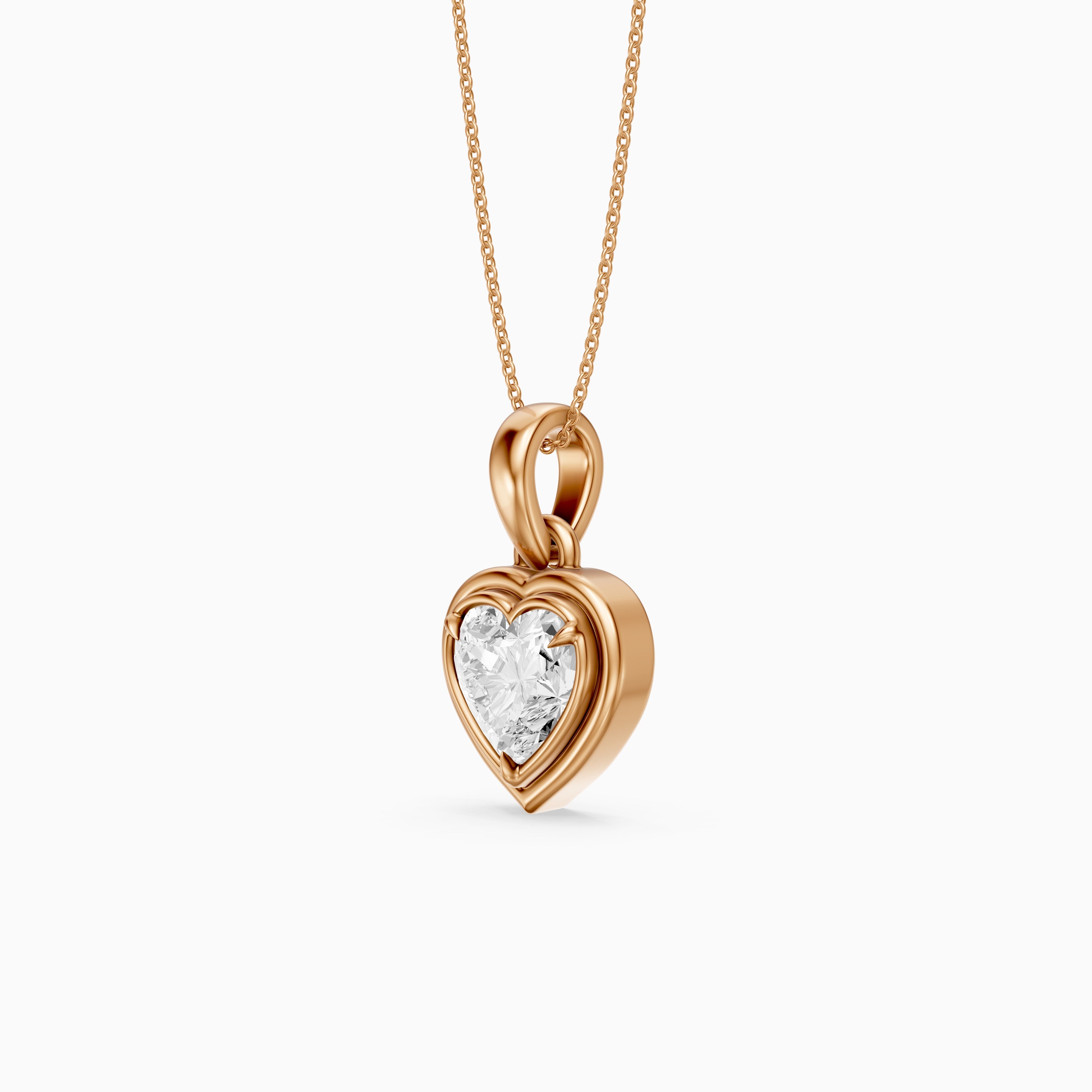 Leia Heart Shape Lab Grown Diamond Double Bezel Solitaire Pendant