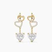 Luella Heart Shaped and Round Lab Grown Diamond Dangle Earrings
